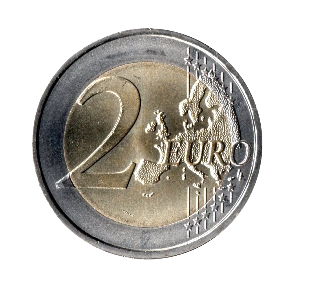 Two Euro Coin with Metal Design