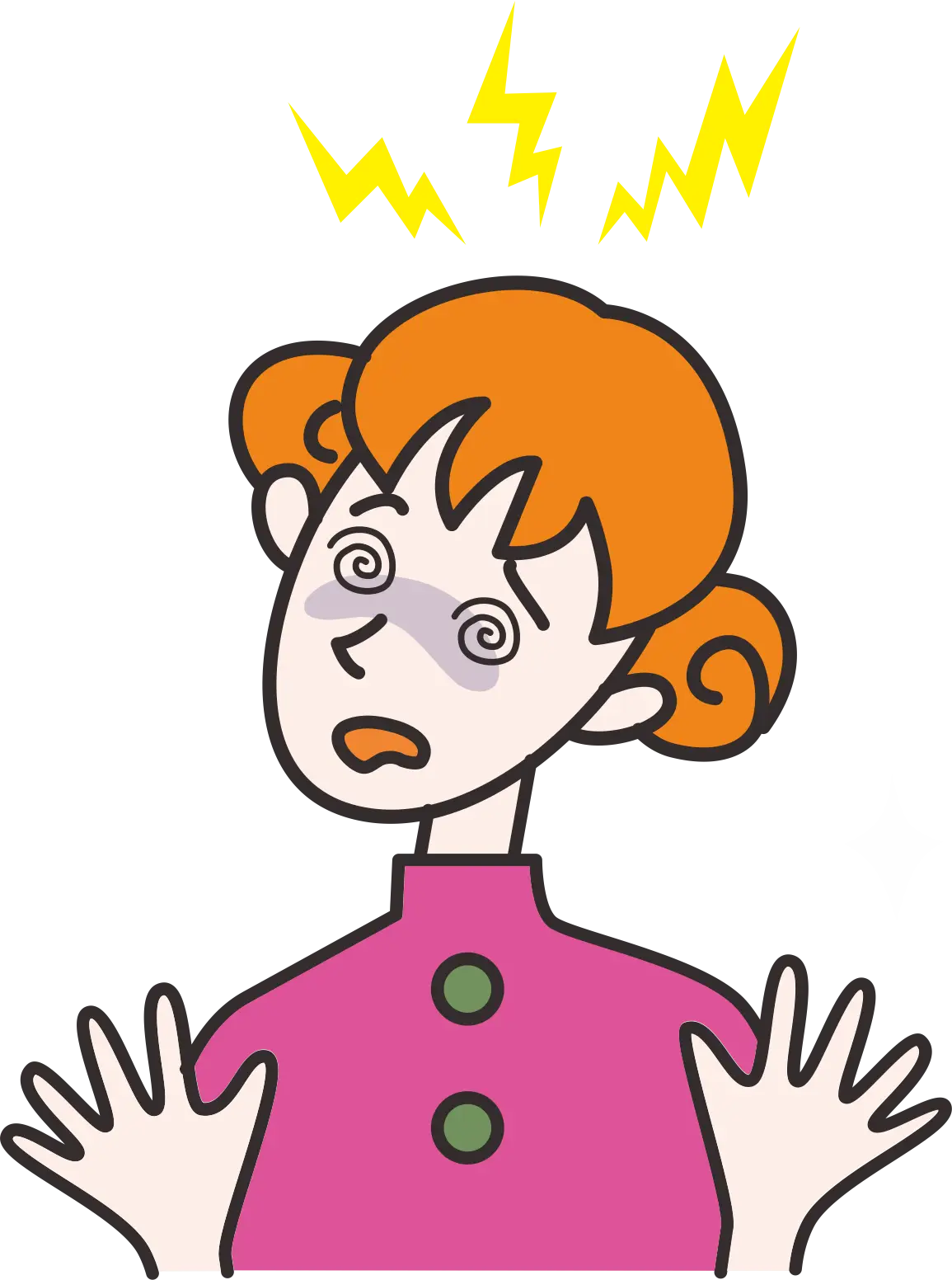 Dizzy Woman Cartoon with Lightning