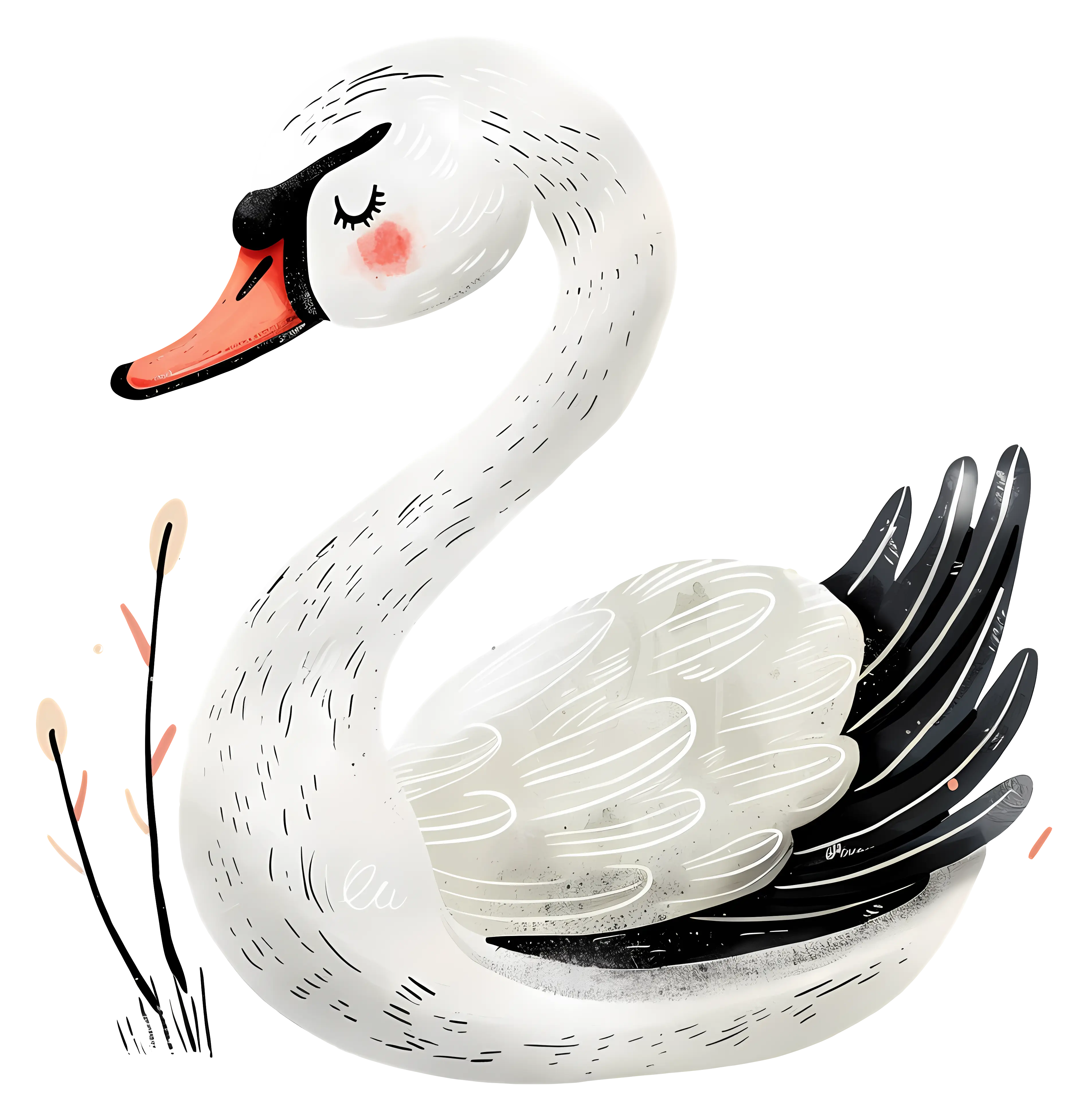 Elegant Swan in the Pond