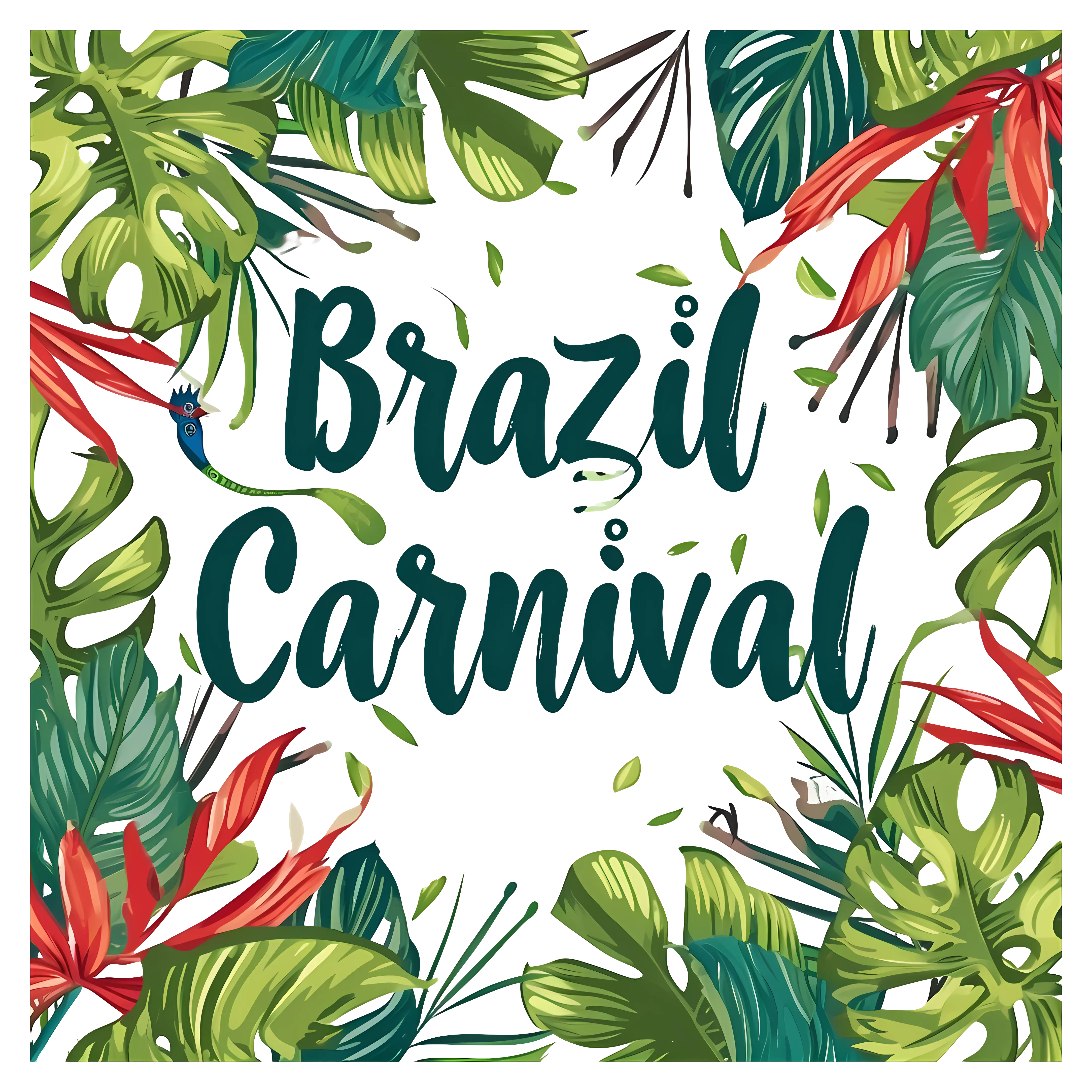 Brazil Carnival Design with Tropical Leaves