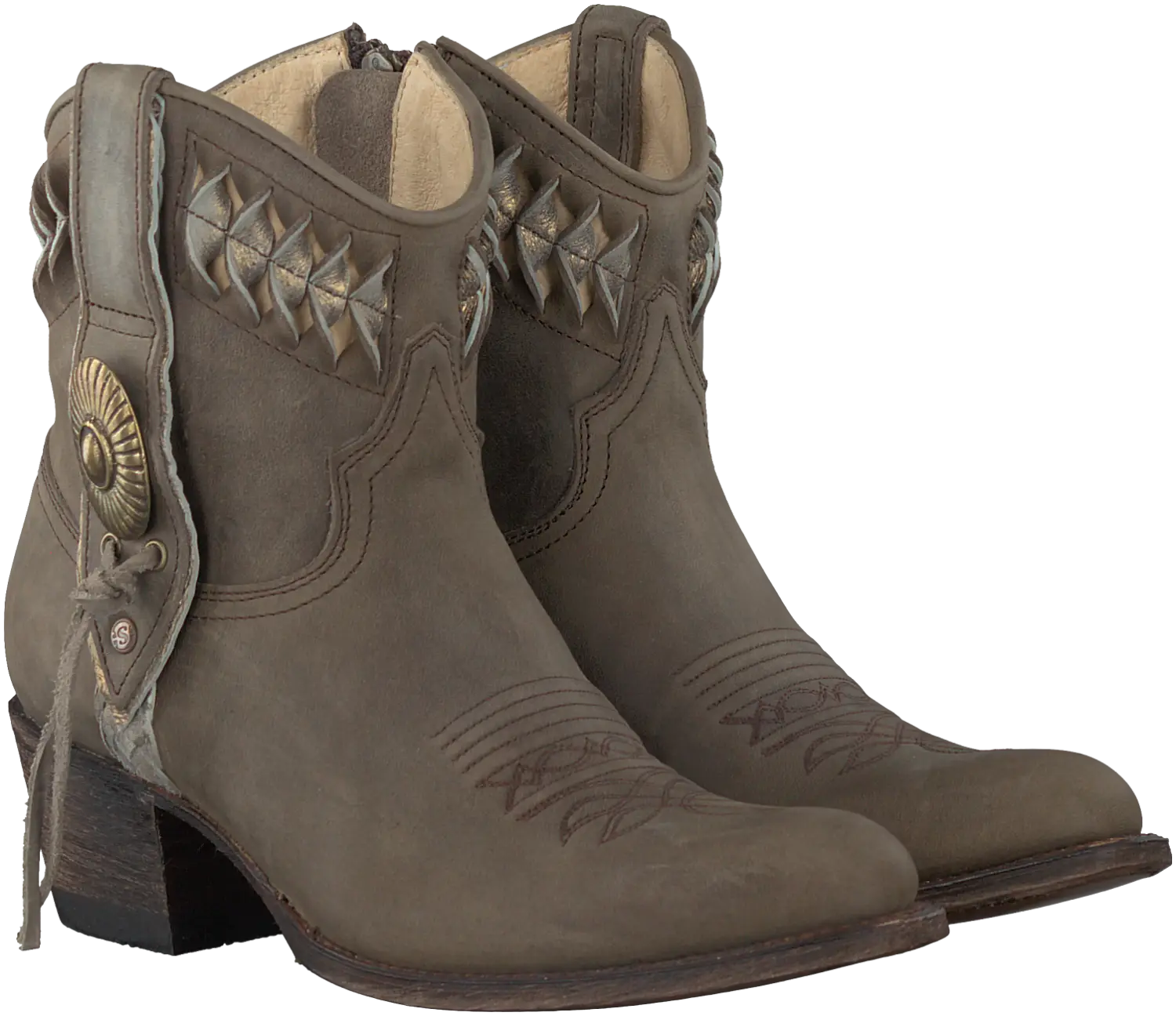 Decorative Brown Ankle Boots
