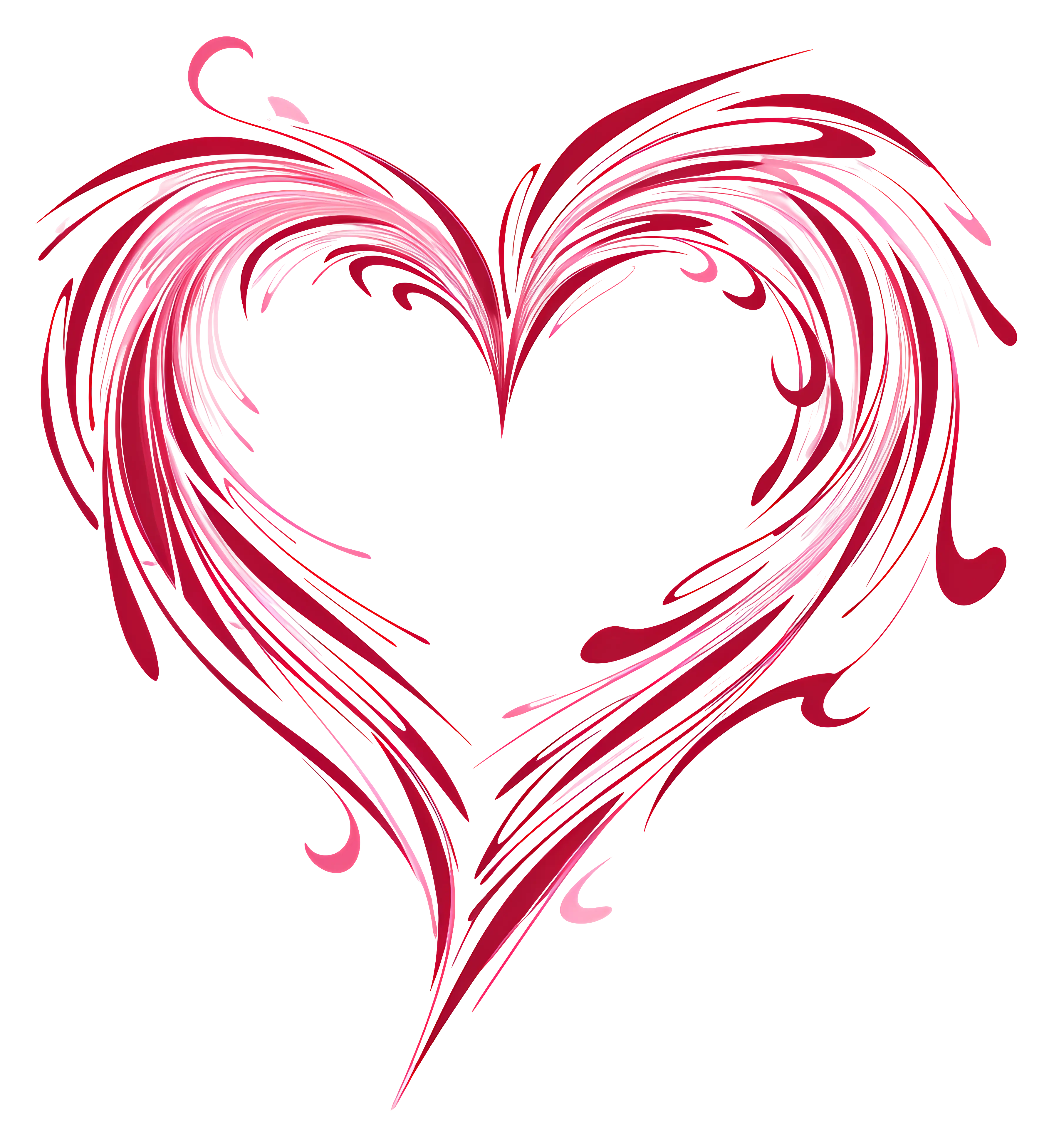 Artistic Swirling Heart Design in Red