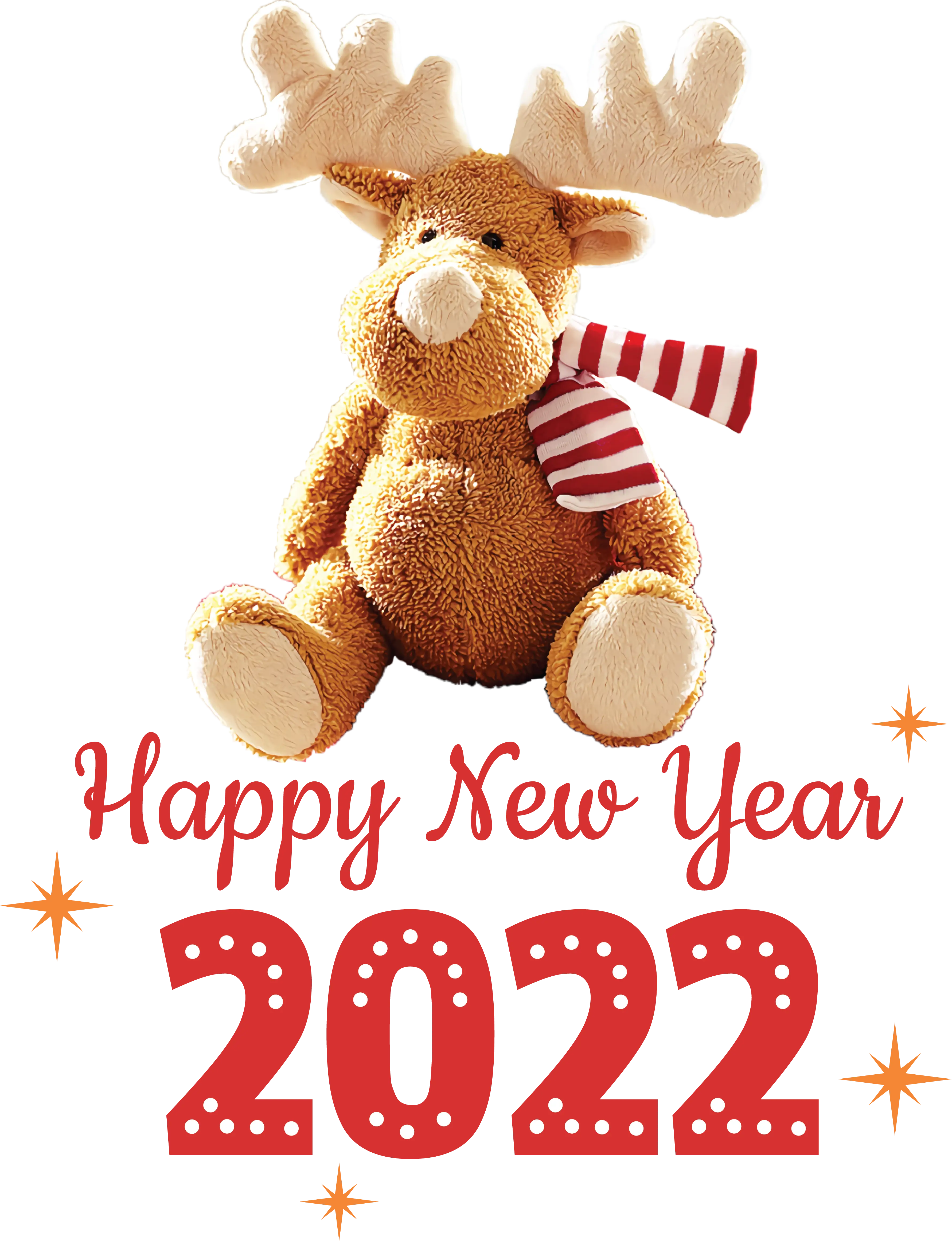 Happy New Year 2022 with Reindeer Decoration