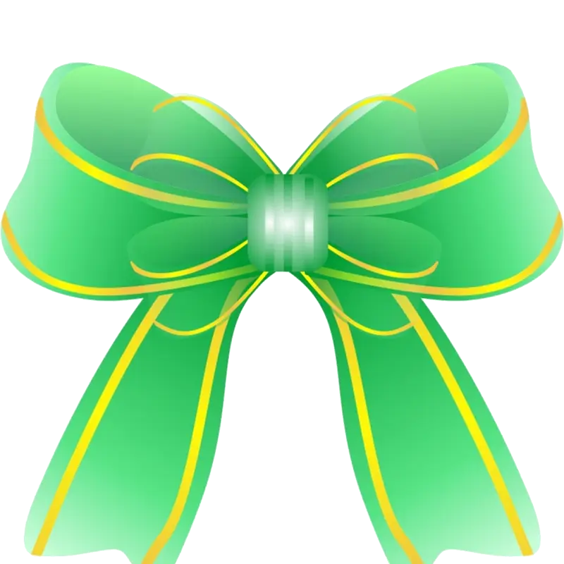 Green Ribbon Bow with Stripes