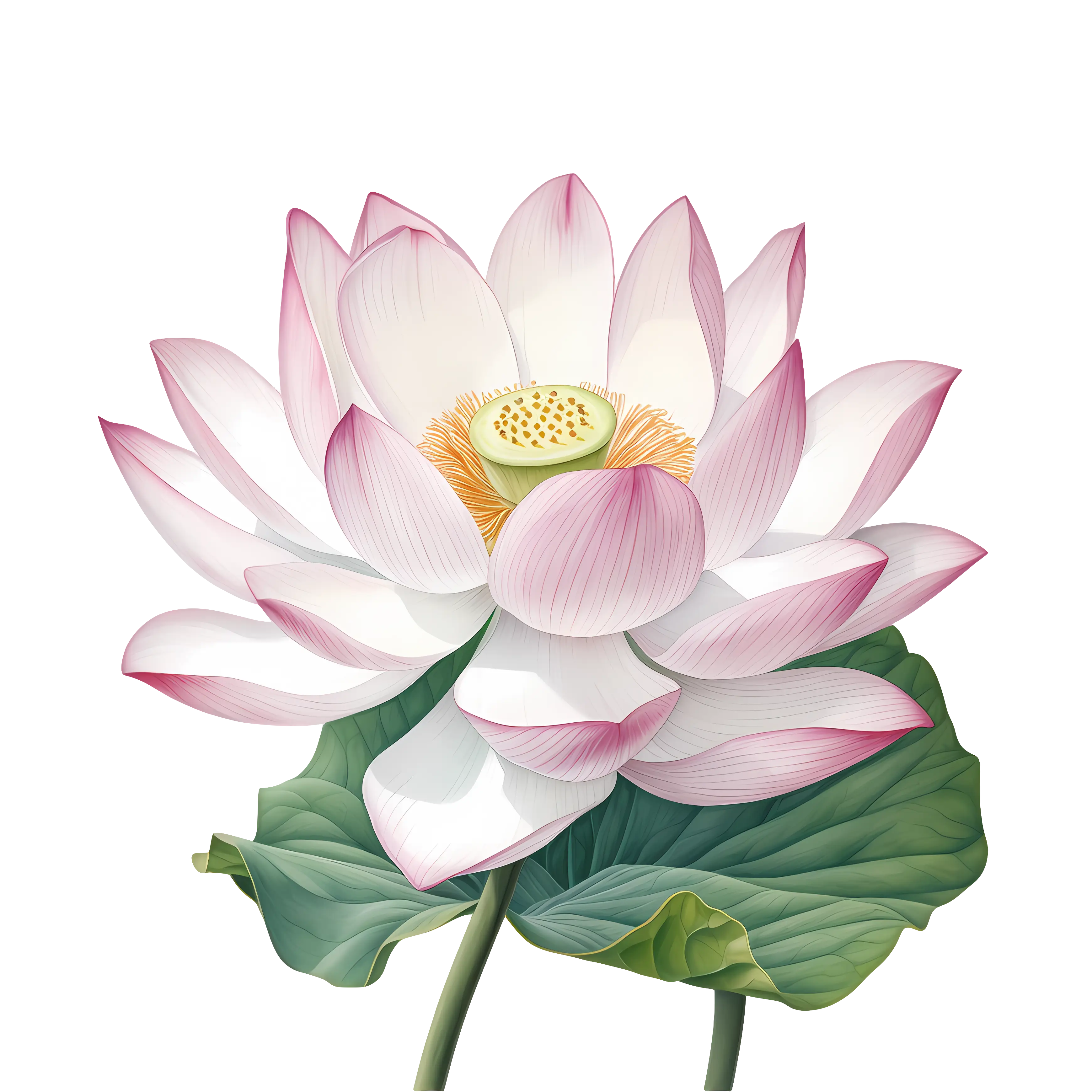 Beautiful Pink and White Lotus Flower Illustration