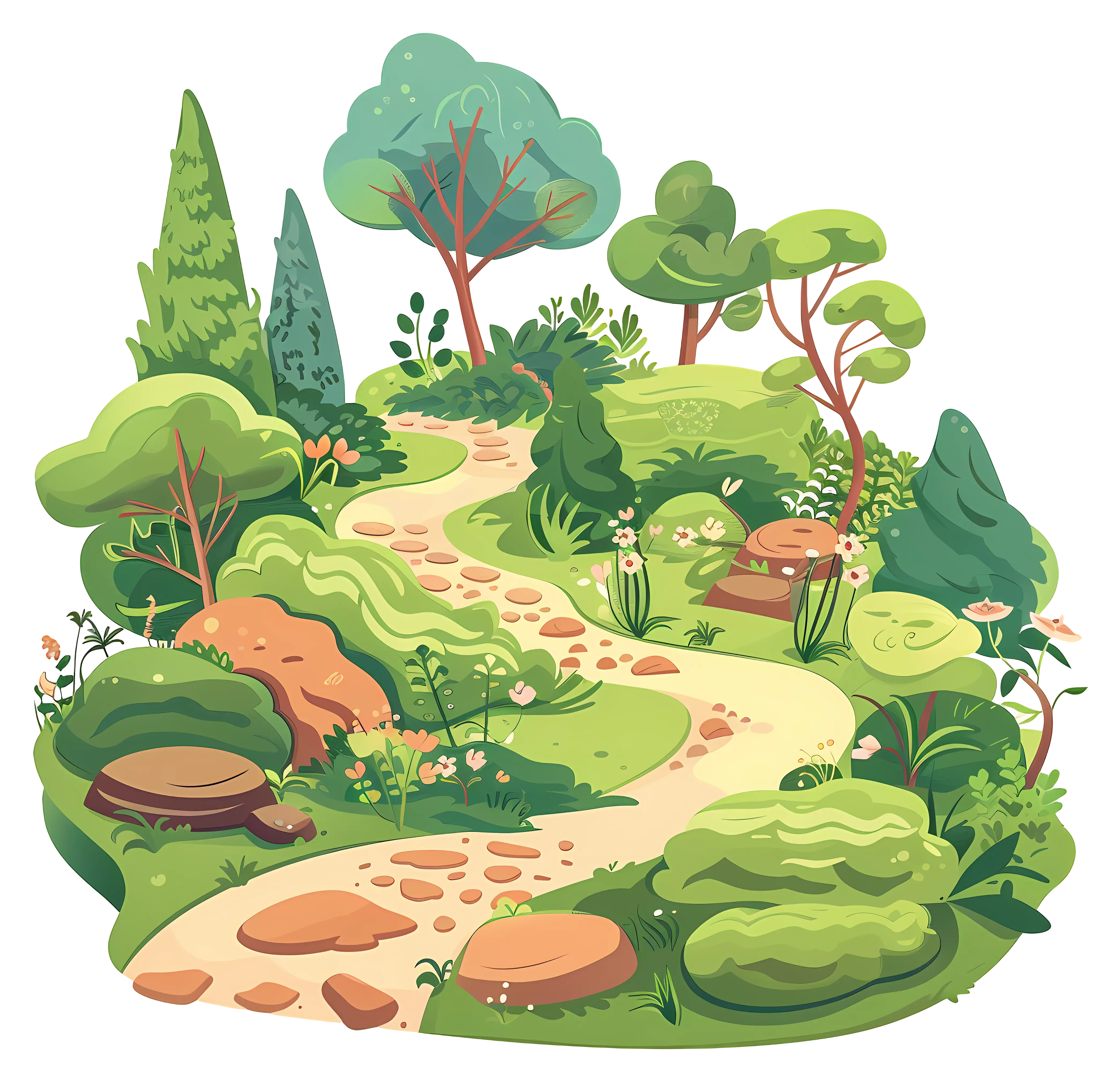 Winding Path in Lush Green Landscape