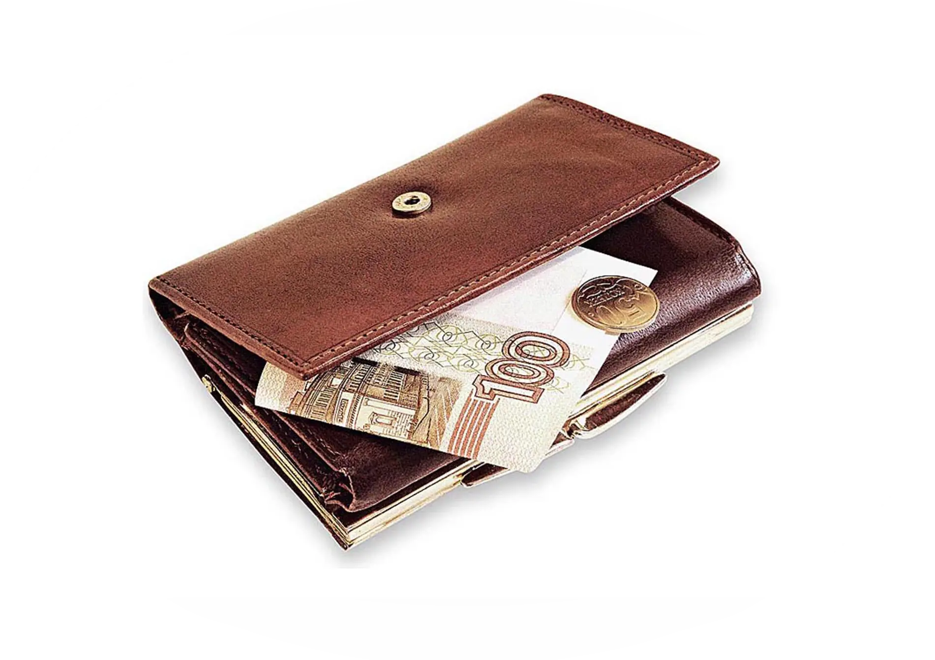 Brown Wallet with Money