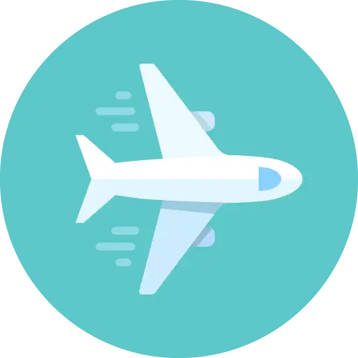 Simple Airplane Icon on Blue Background