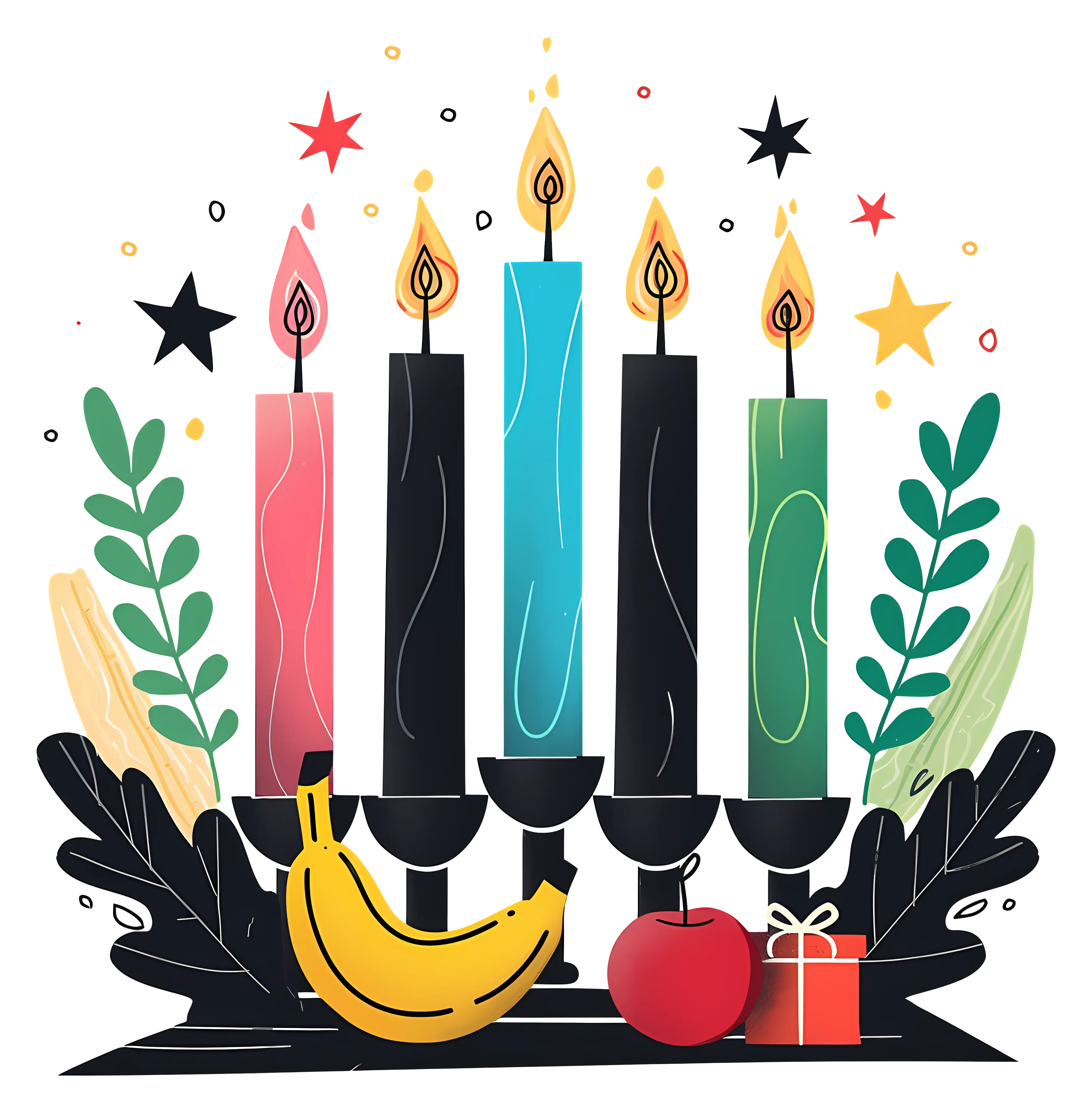 Colorful Kwanzaa Arrangement with Candles and Decorations