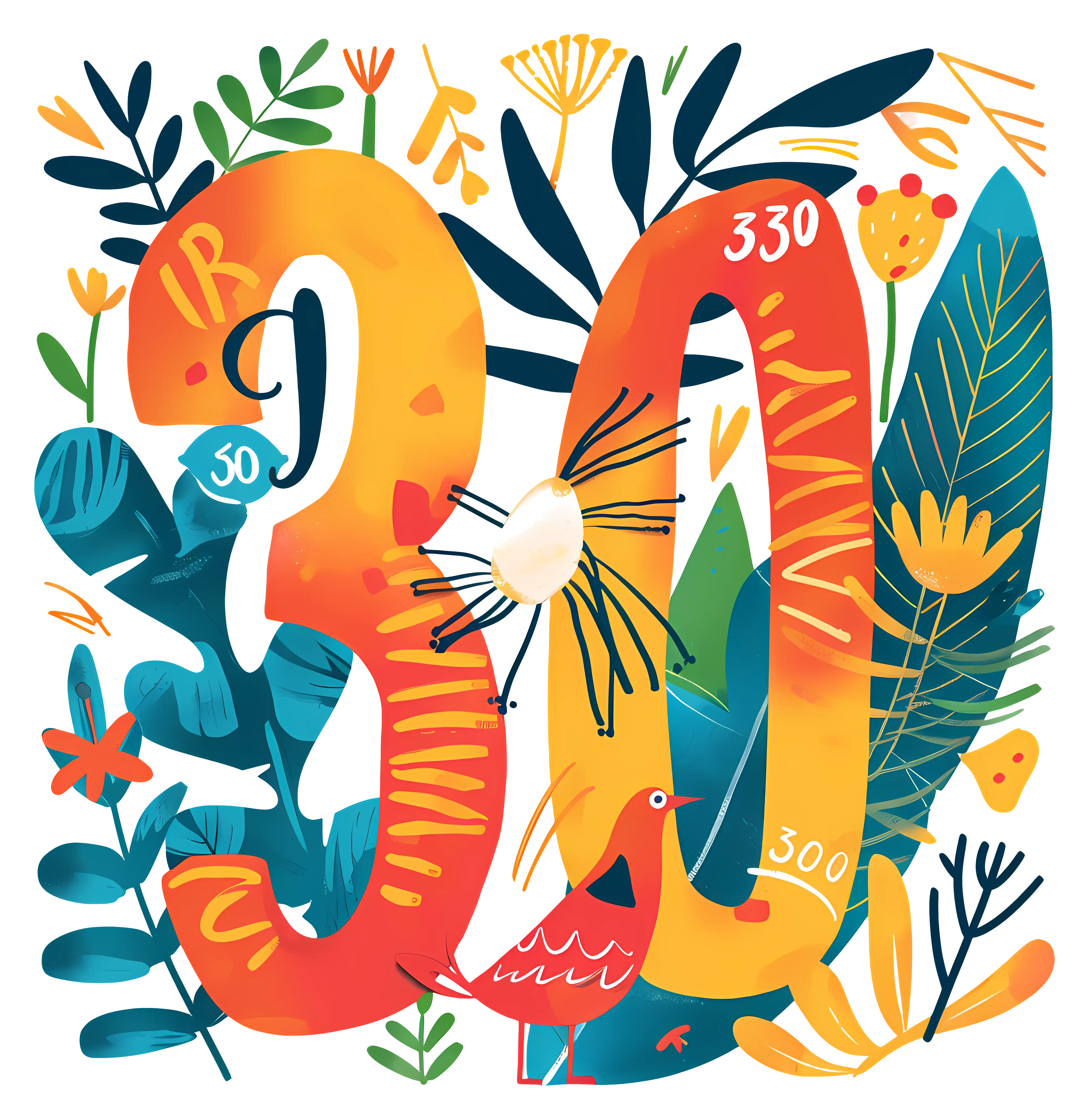 Floral Number 30 Illustration