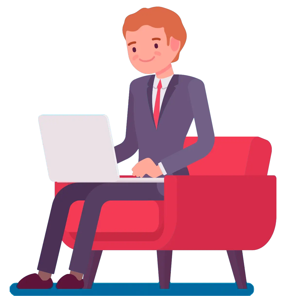 Man Working on Laptop in Red Chair Illustration