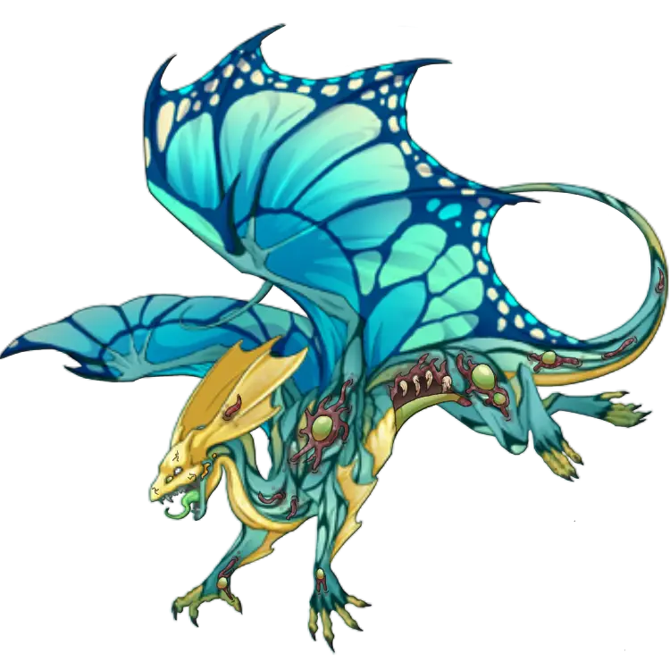 Blue Dragon with Butterfly Wings