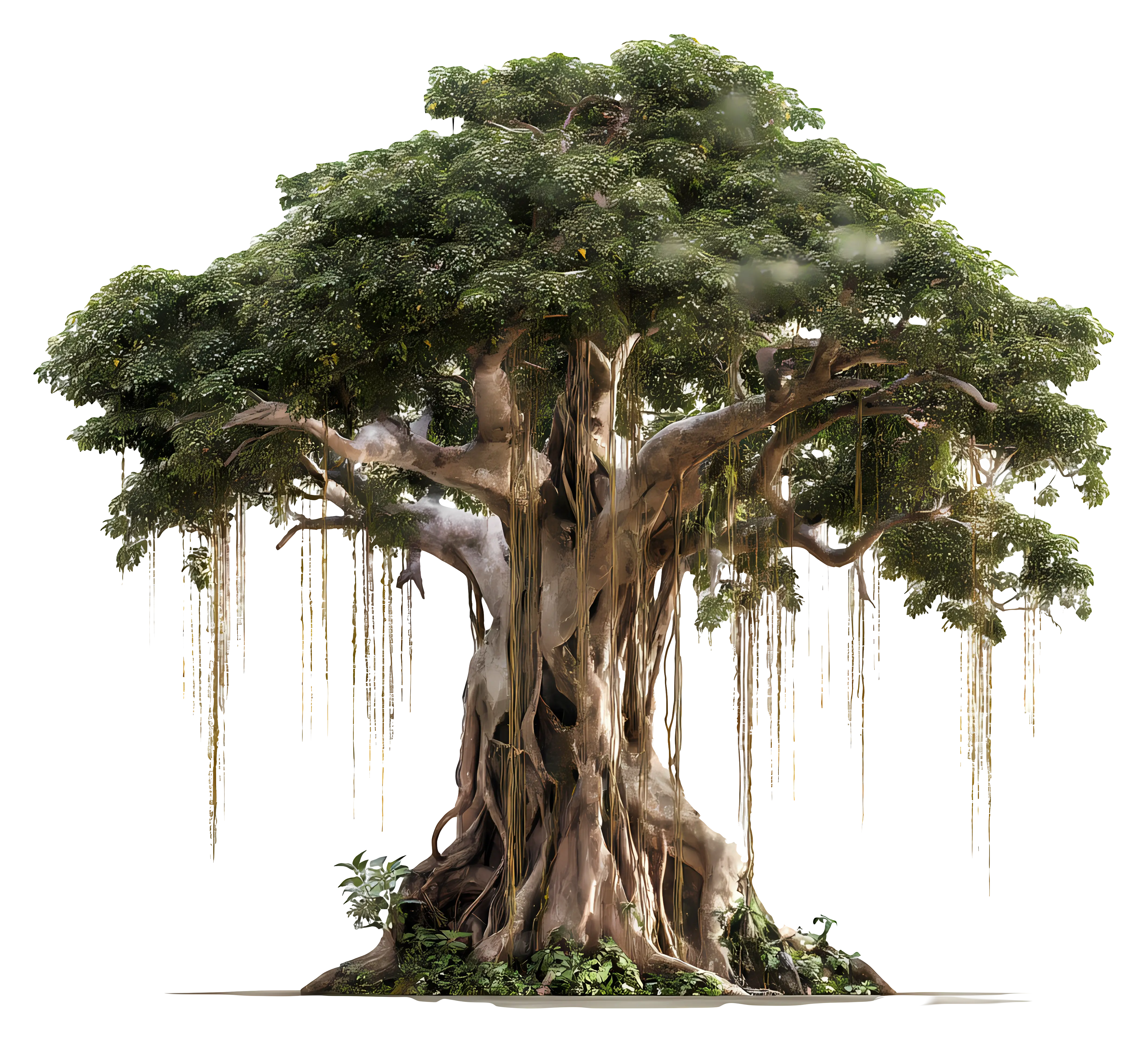 Ancient Tree with Hanging Roots