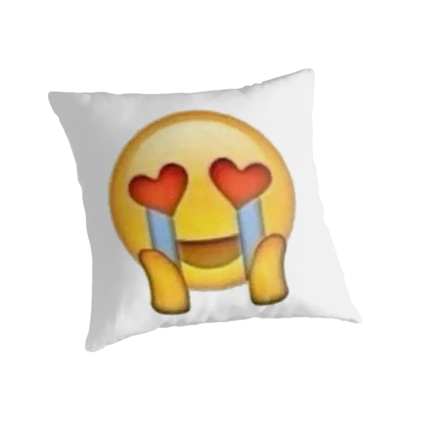 Crying Emoji Pillow with Heart Eyes