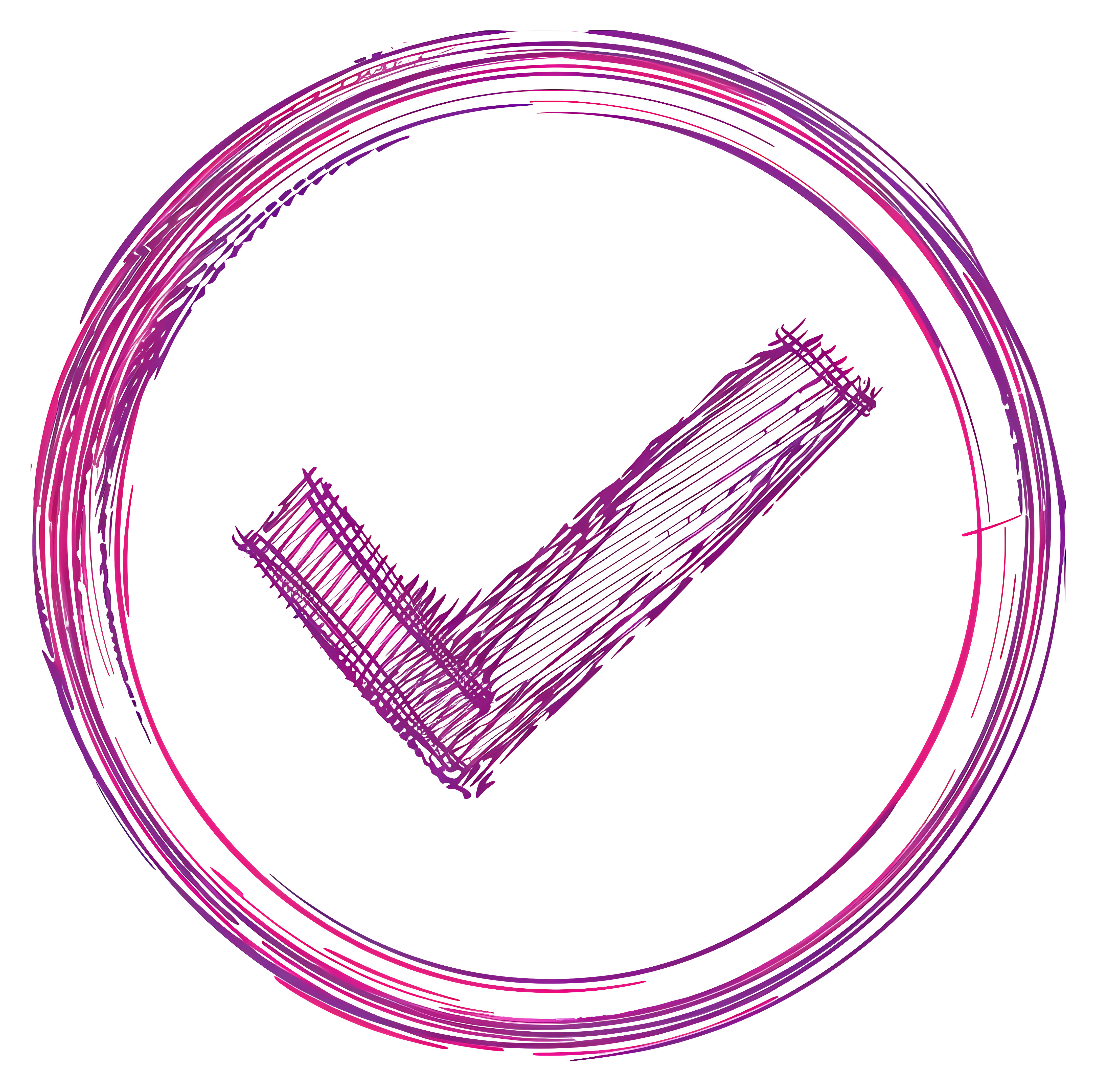 Pink Check Mark in Hand-Sketched Circle
