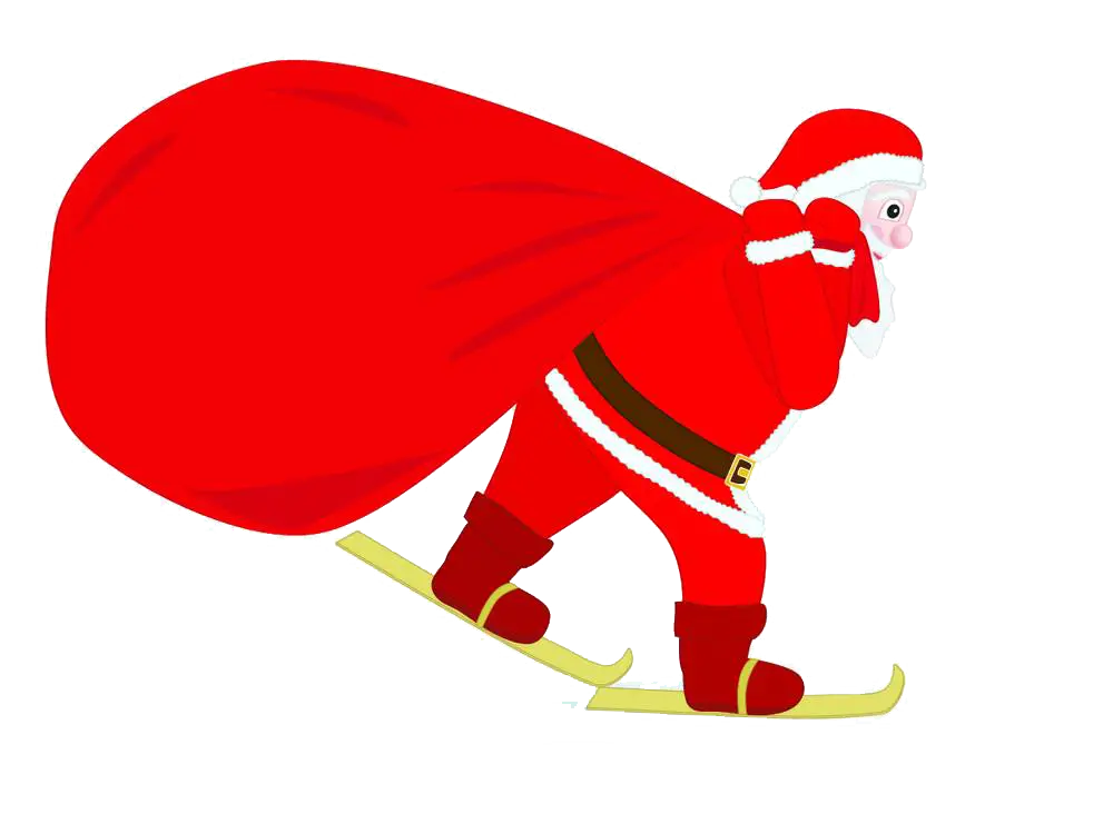 Santa Claus Skiing with Gifts