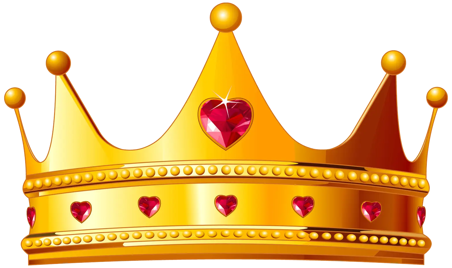 Golden Crown with Red Heart Jewels