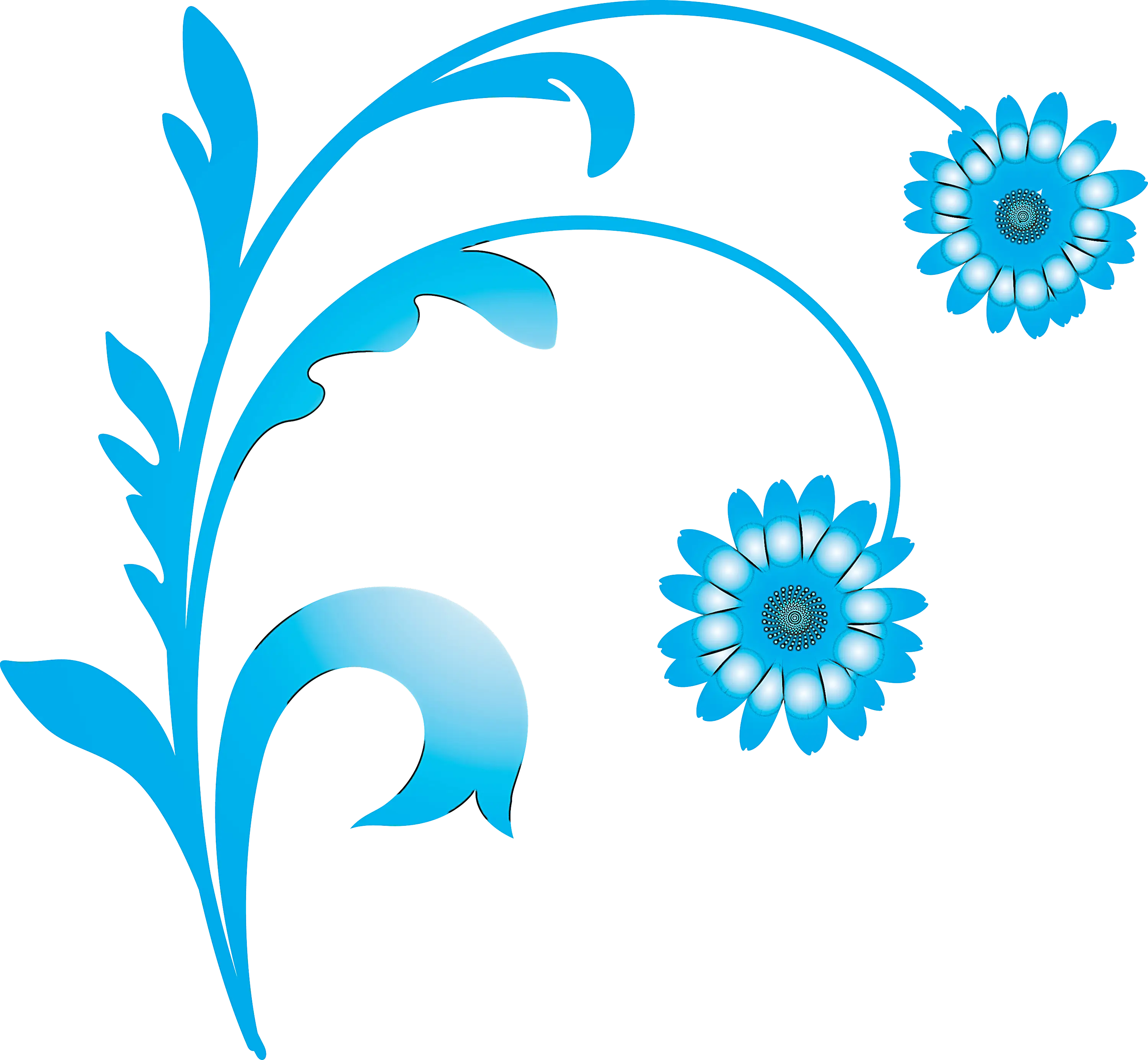 Blue Floral Decoration Graphic Design