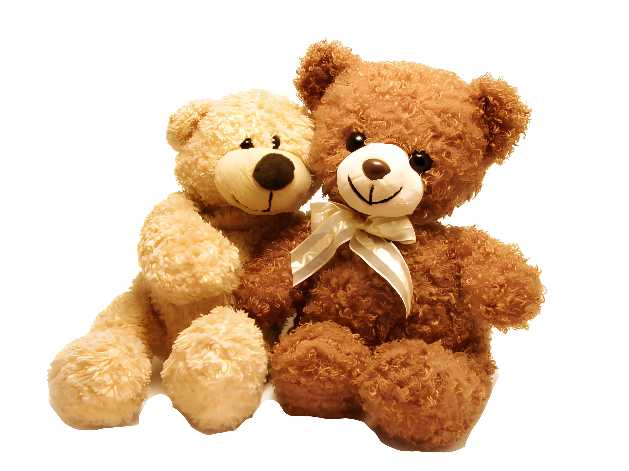 Pair of Cute Teddy Bears in Brown and Beige
