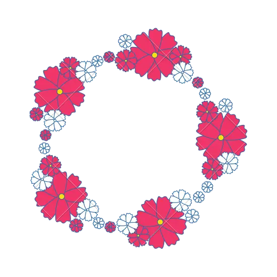 Pink Floral Wreath with White Flowers