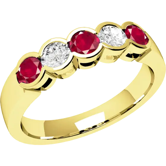 Gold Ring with Red and White Gemstones