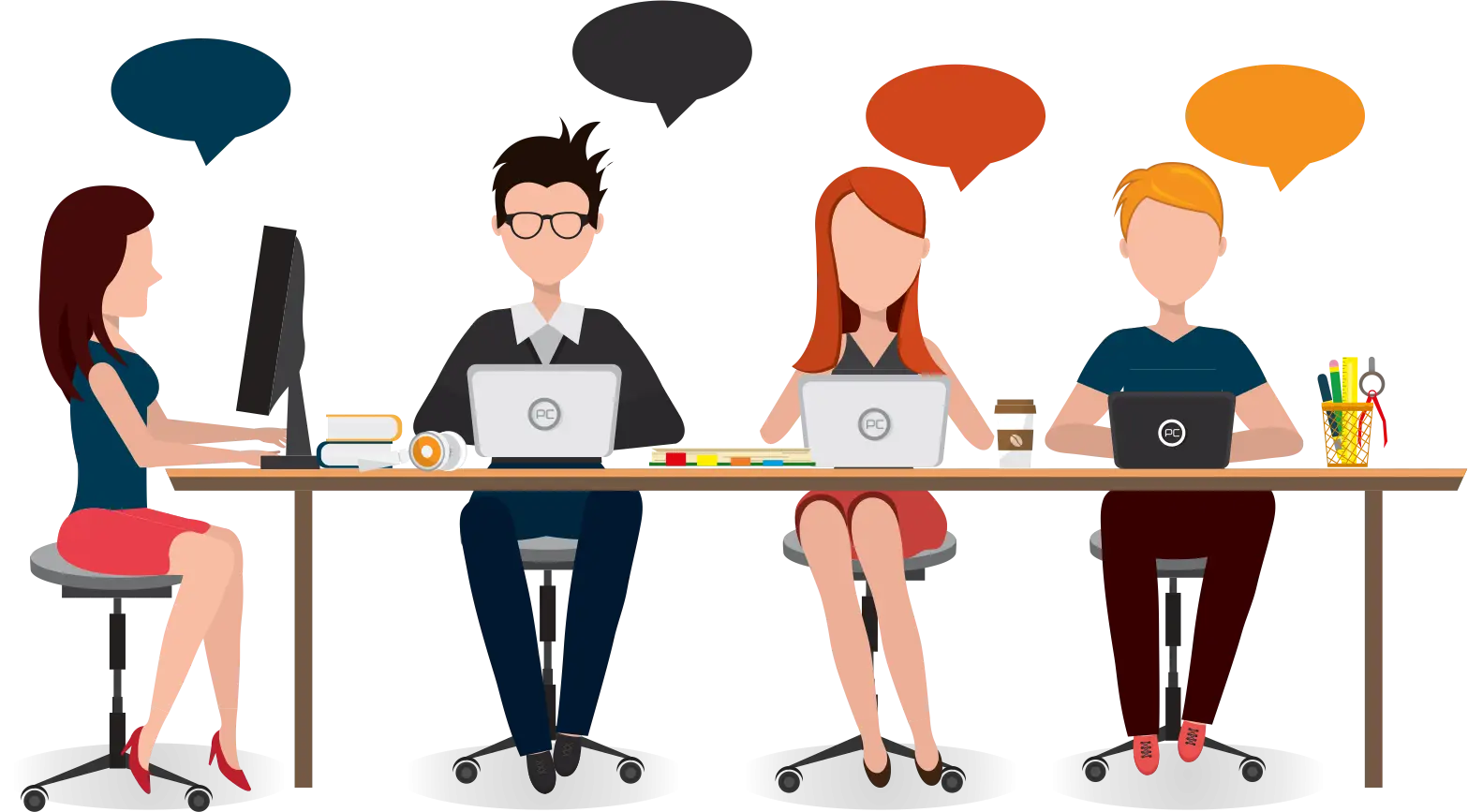Teamwork Illustration Depicting Collaborative Discussion