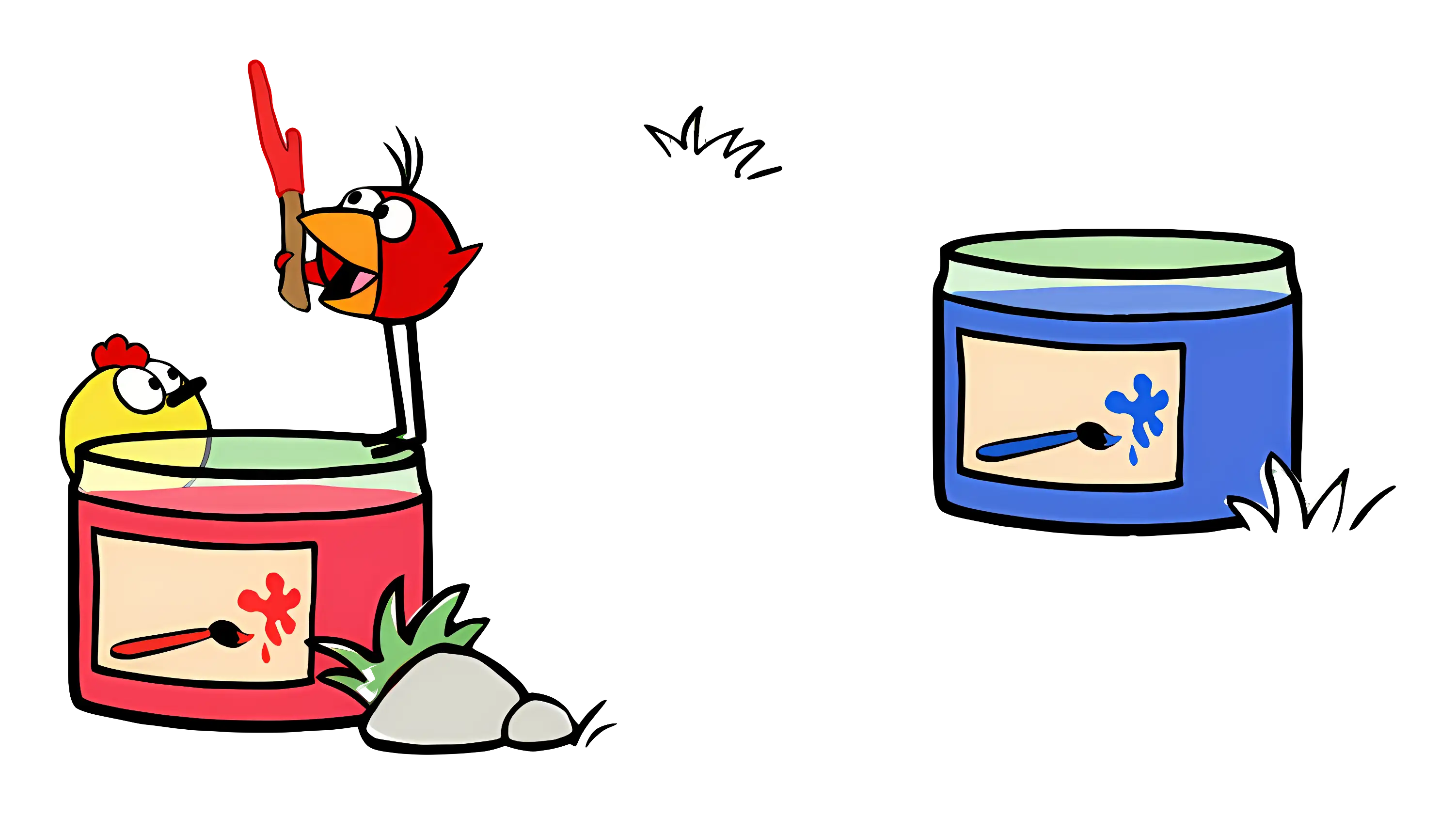 Birds with Paint Cans