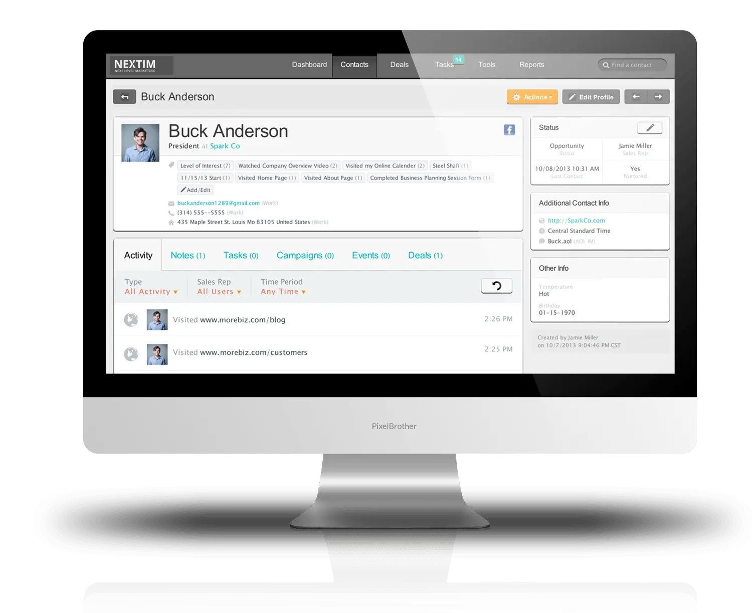 Computer Screen Showing User Profile