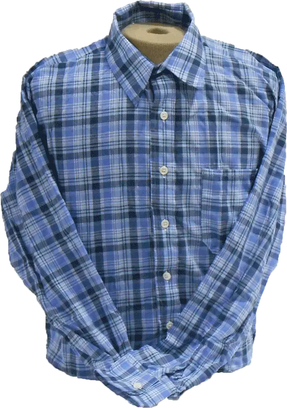 Blue Plaid Long-Sleeve Shirt Design