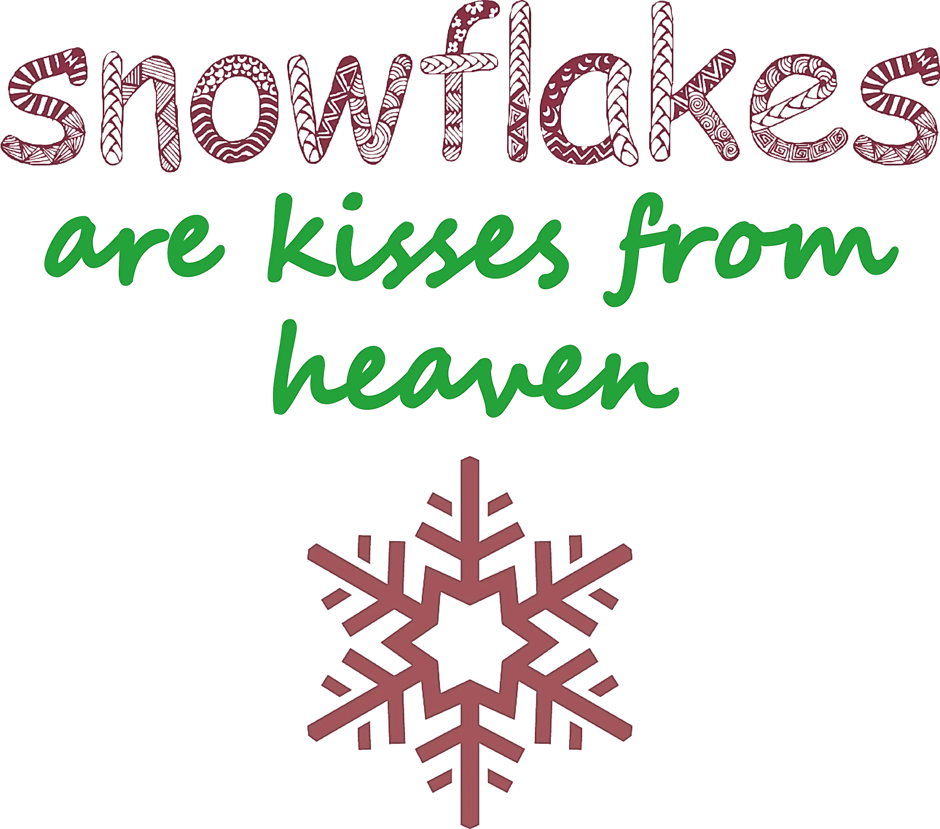 Snowflakes Are Kisses From Heaven Text Art