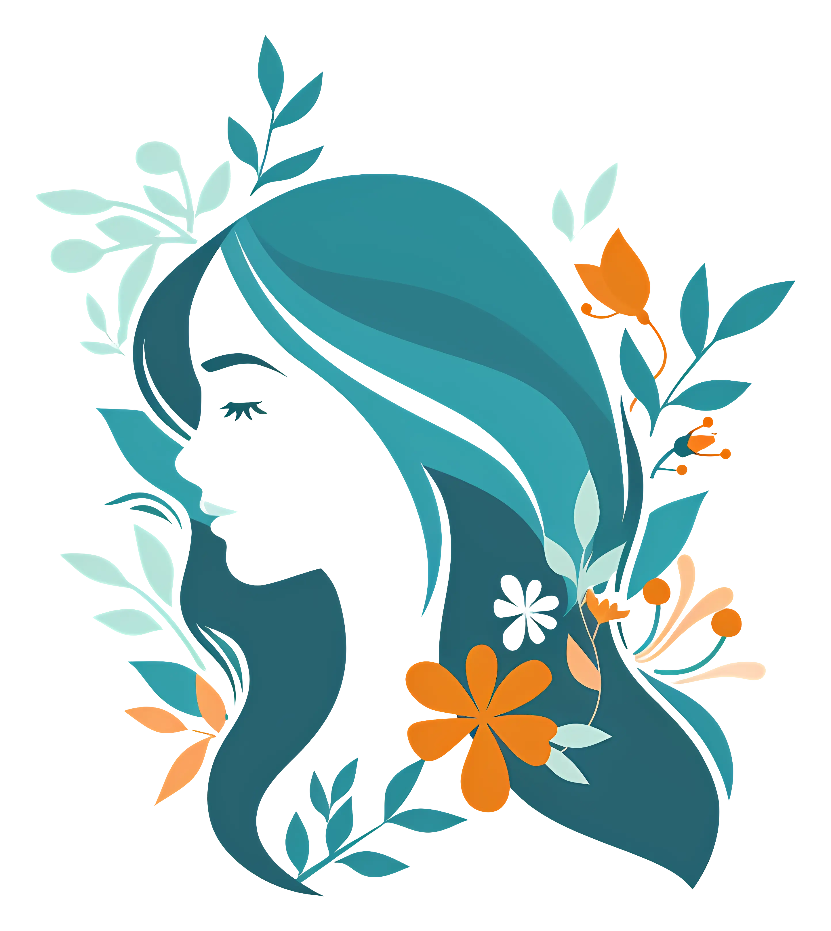 Abstract Woman with Floral Hair Design