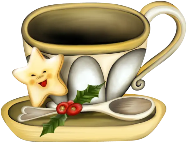 Cup with Cookie and Holly Decoration