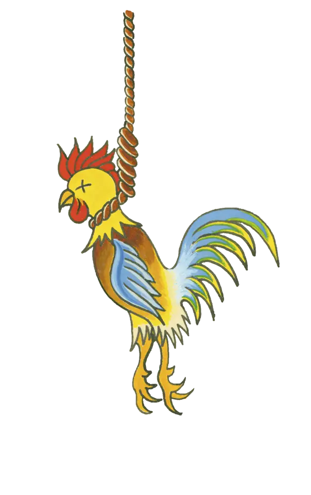 Hanging Rooster Illustration