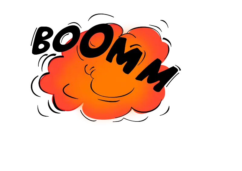Comic Style Explosion with Boom Text