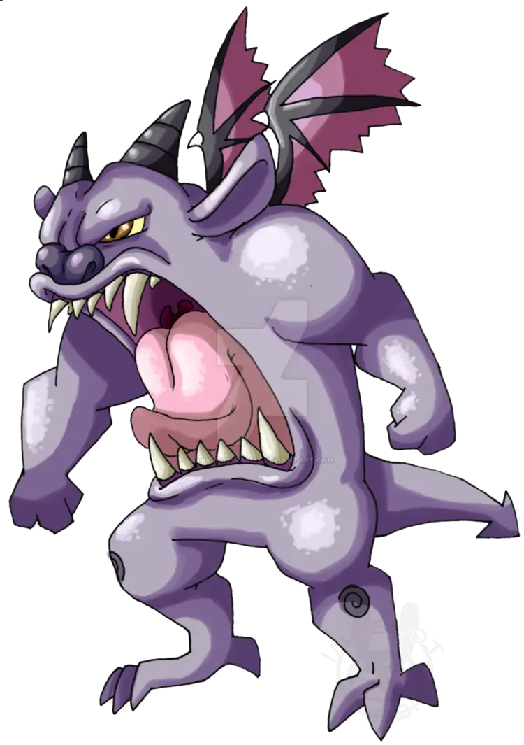 Purple Cartoon Monster with Wings