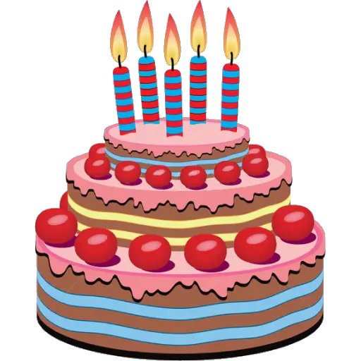 Multilayer Birthday Cake with Lit Candles