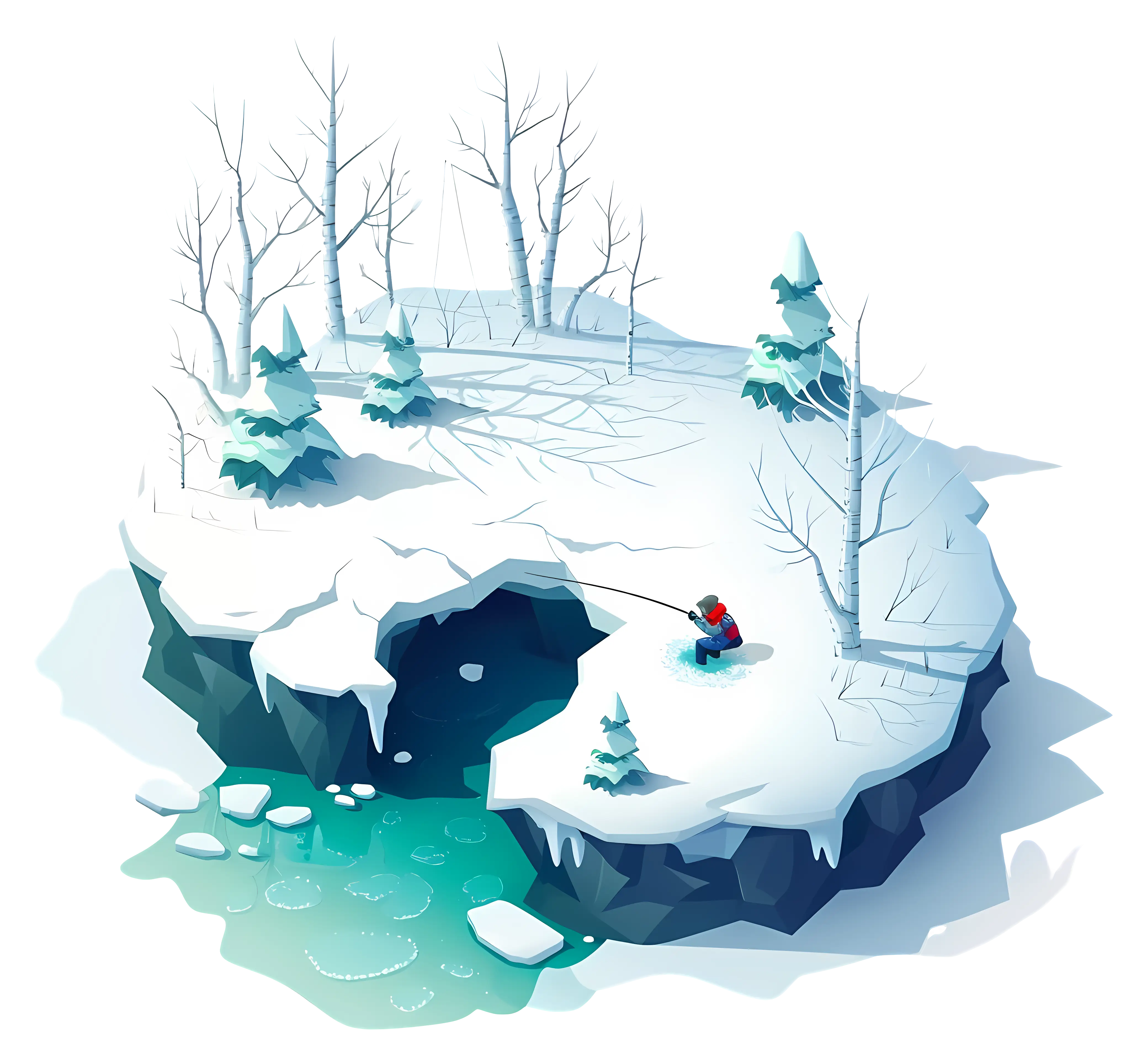 Winter Fishing Scene Illustration