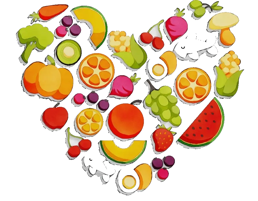 Heart-shaped Fruit Assortment Illustration