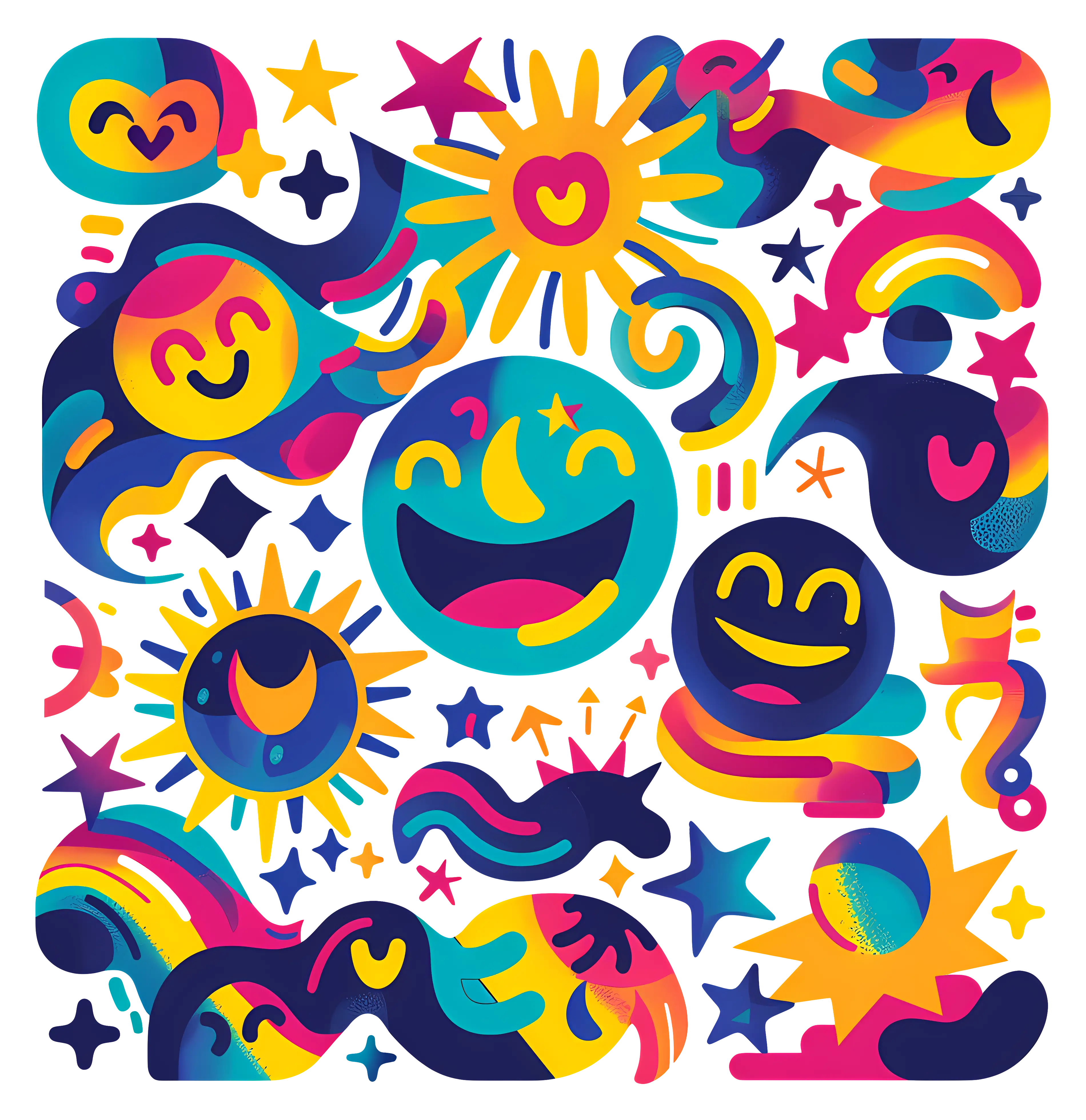Colorful Emoji Faces and Symbols