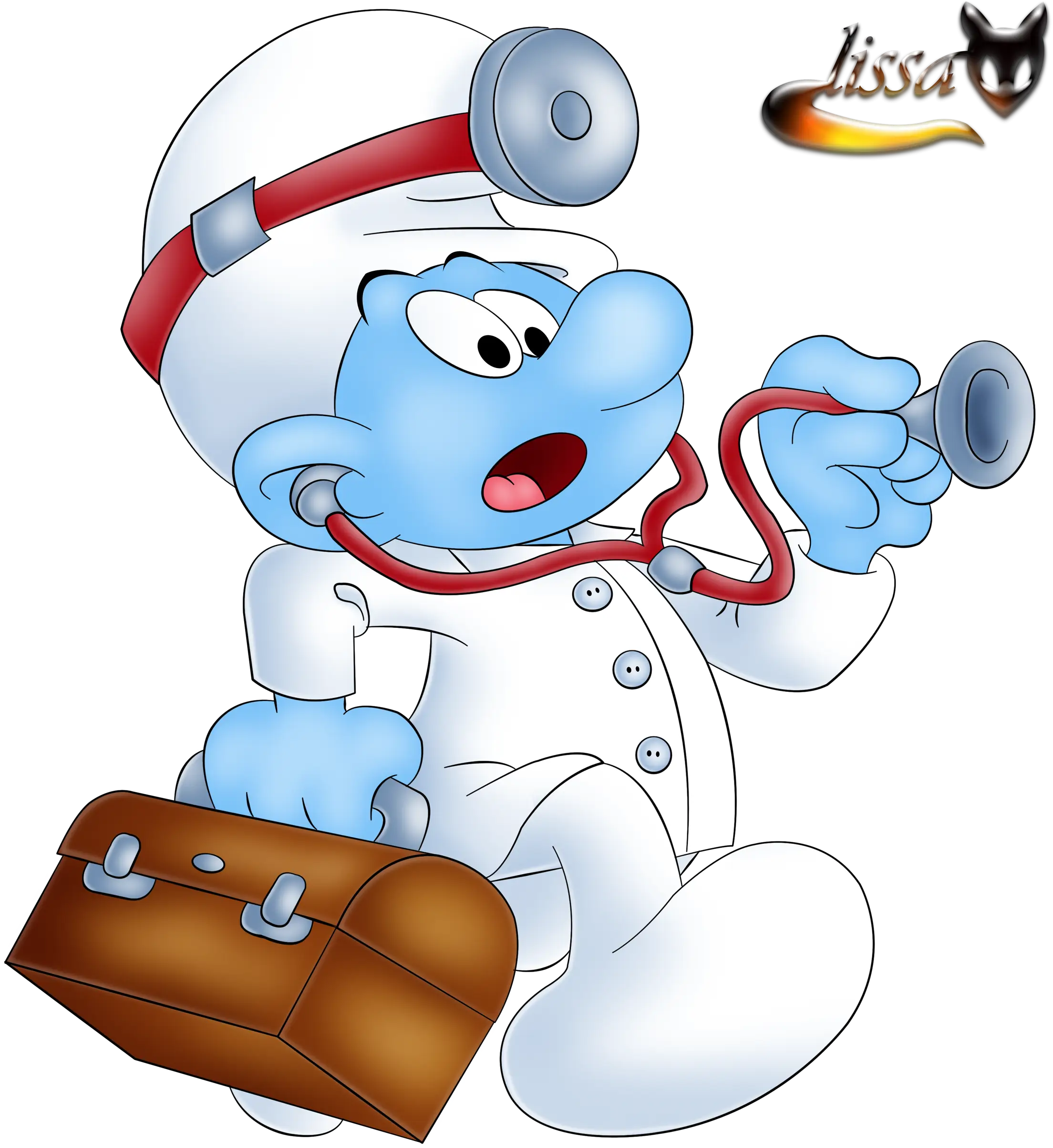 Blue Cartoon Doctor with Medical Bag