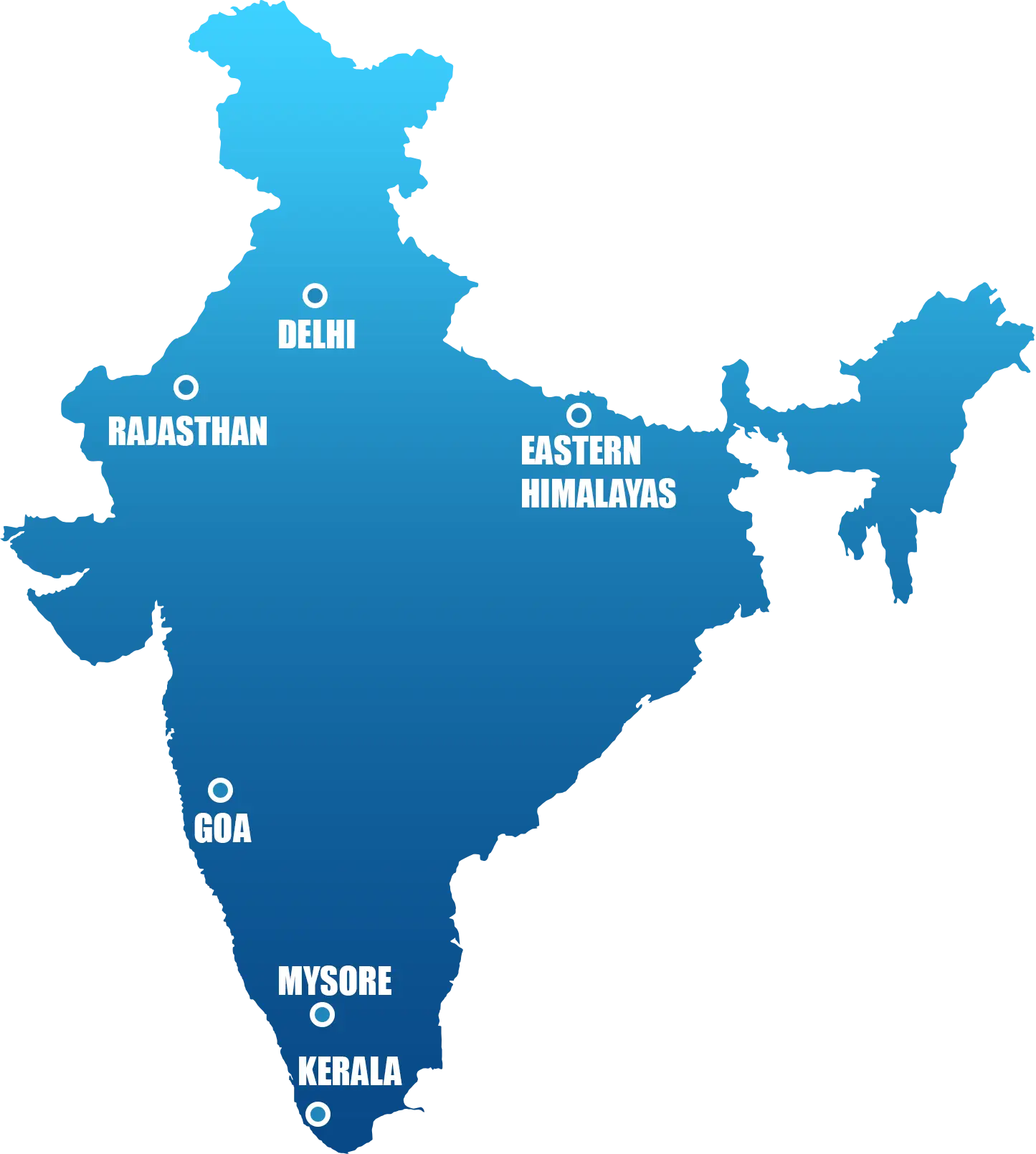 Map of India with Regions