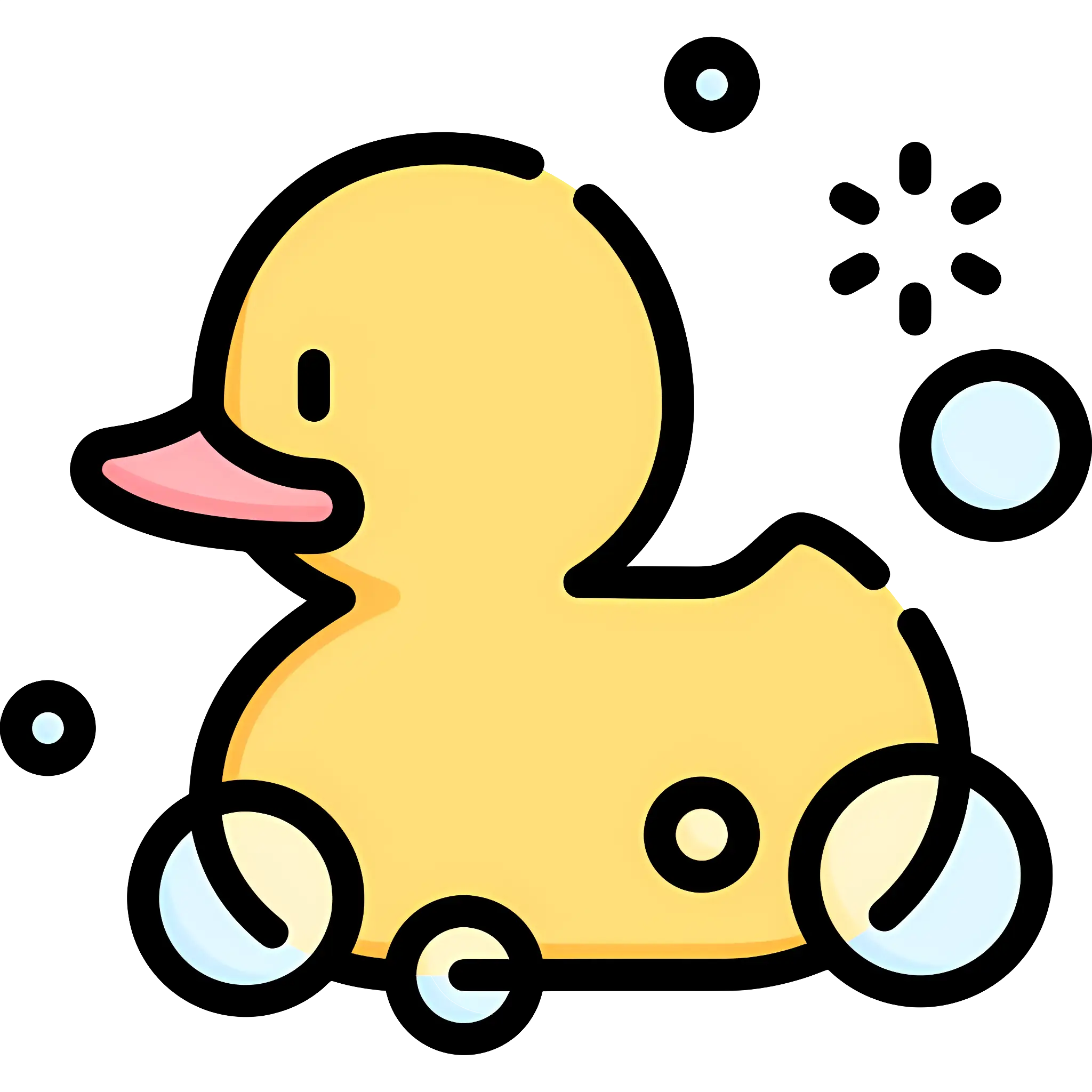Yellow Rubber Duck with Bubbles