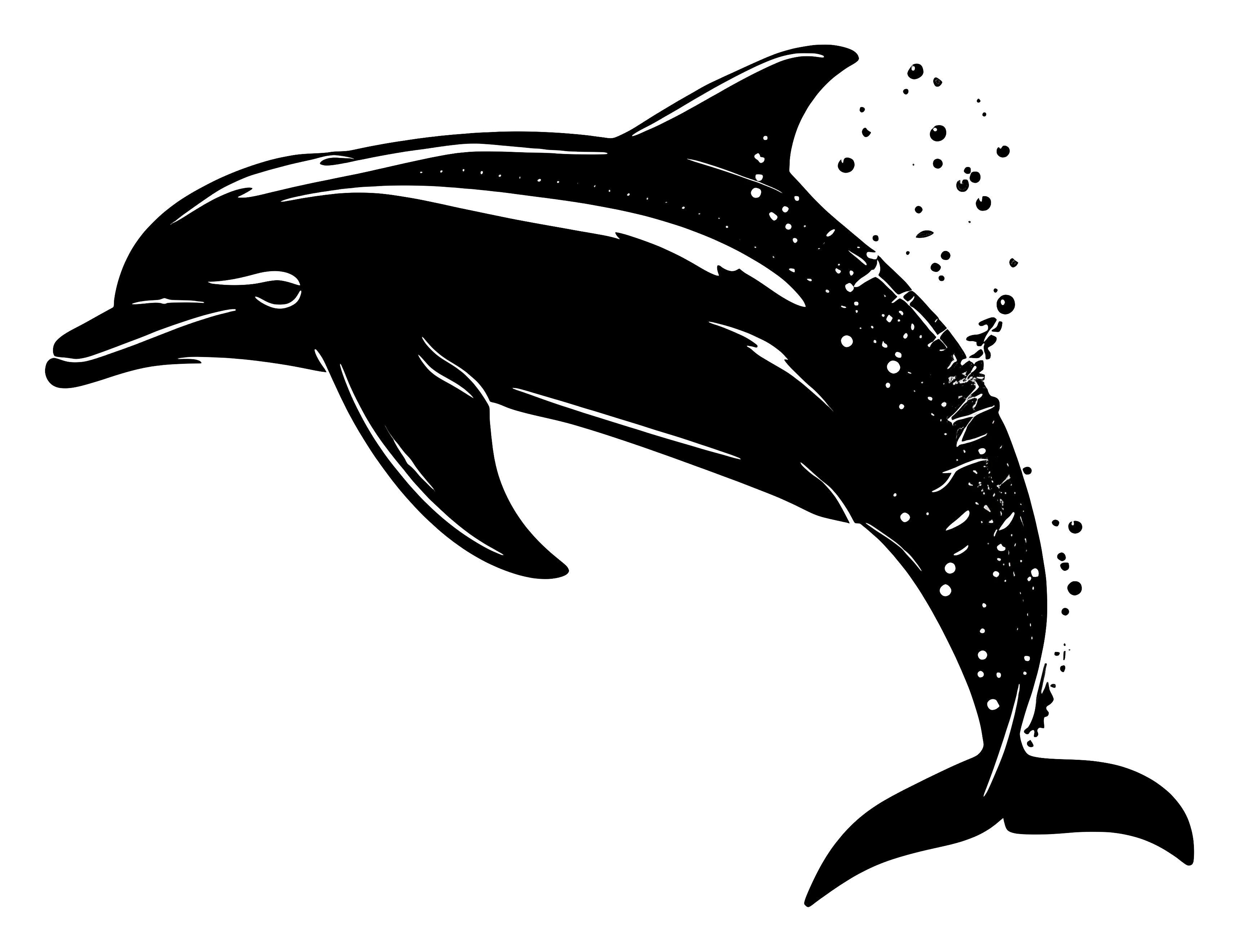 Jumping Dolphin Silhouette in Black Style