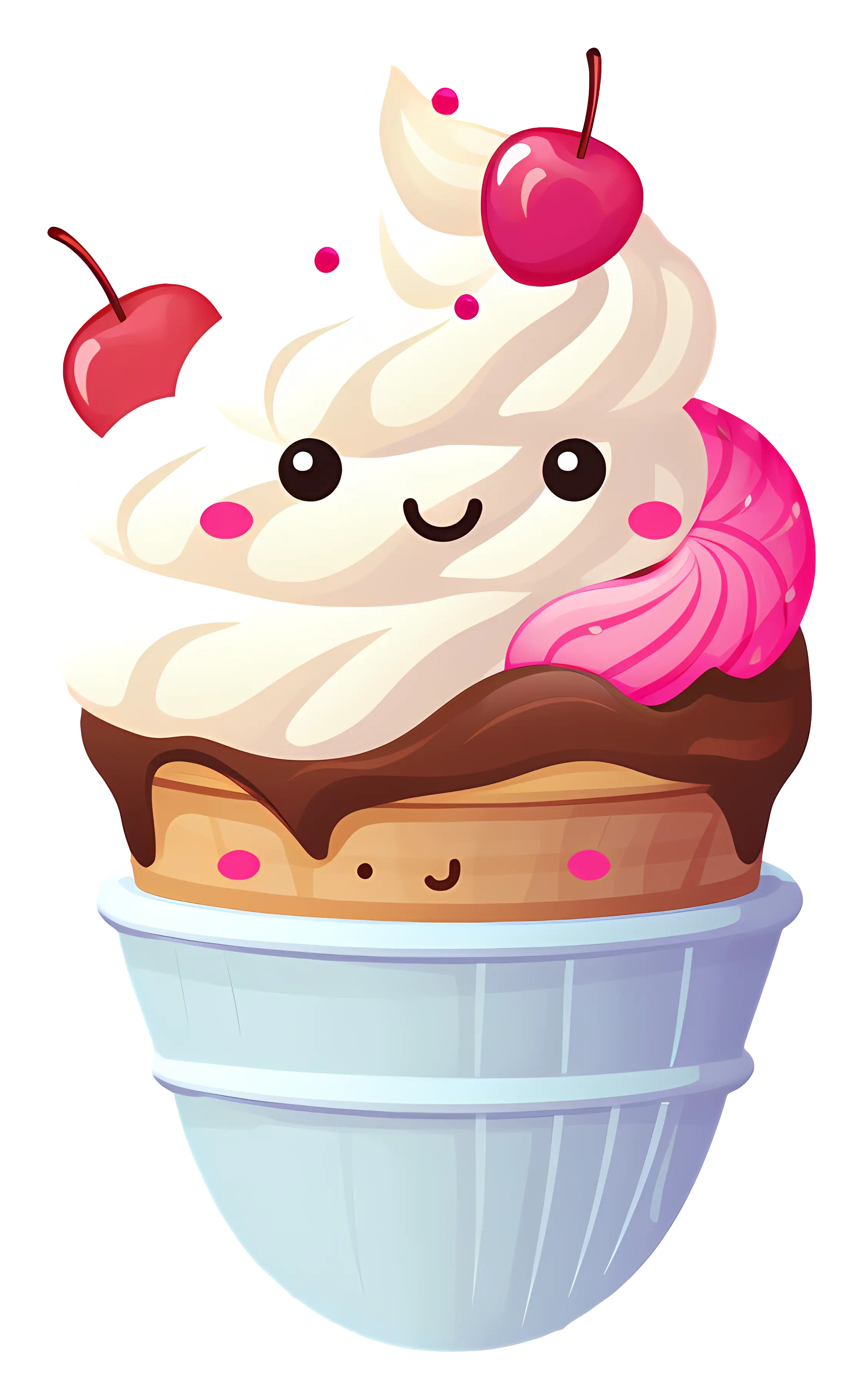 Cute Ice Cream Cone with a Happy Face
