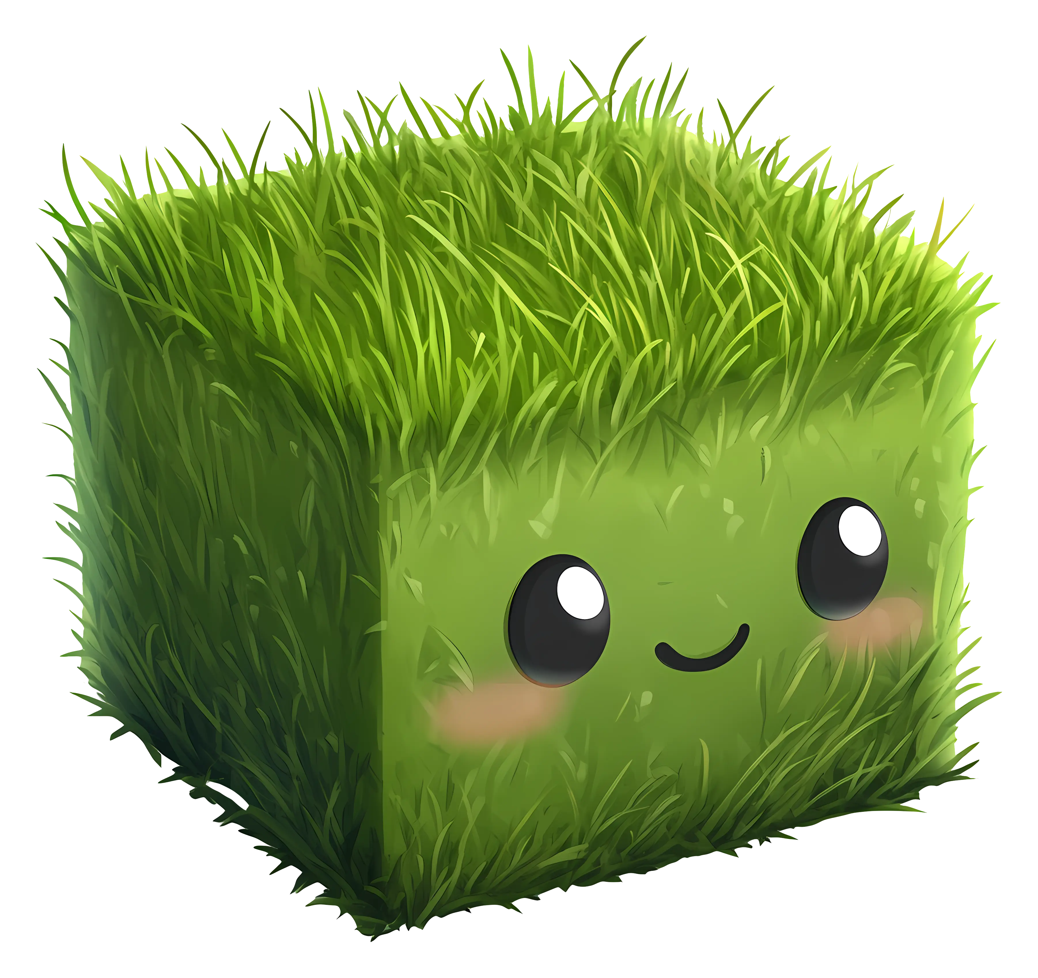 Cute Grass Block with Face