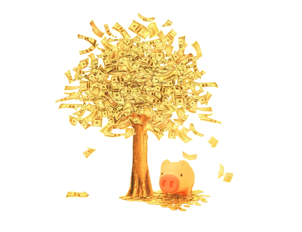 Golden Money Tree with Piggy Bank