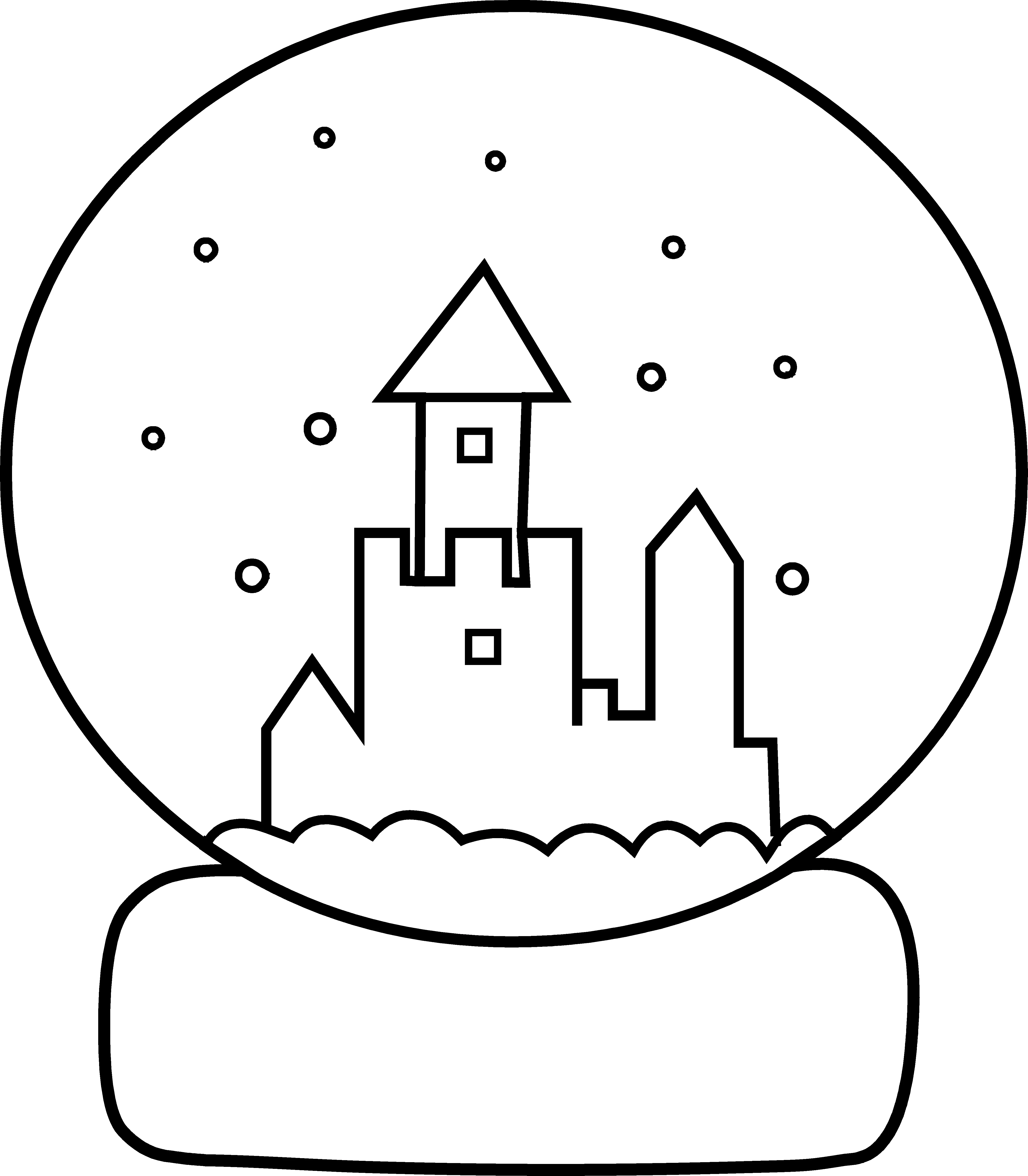 Castle Snow Globe in Black and White
