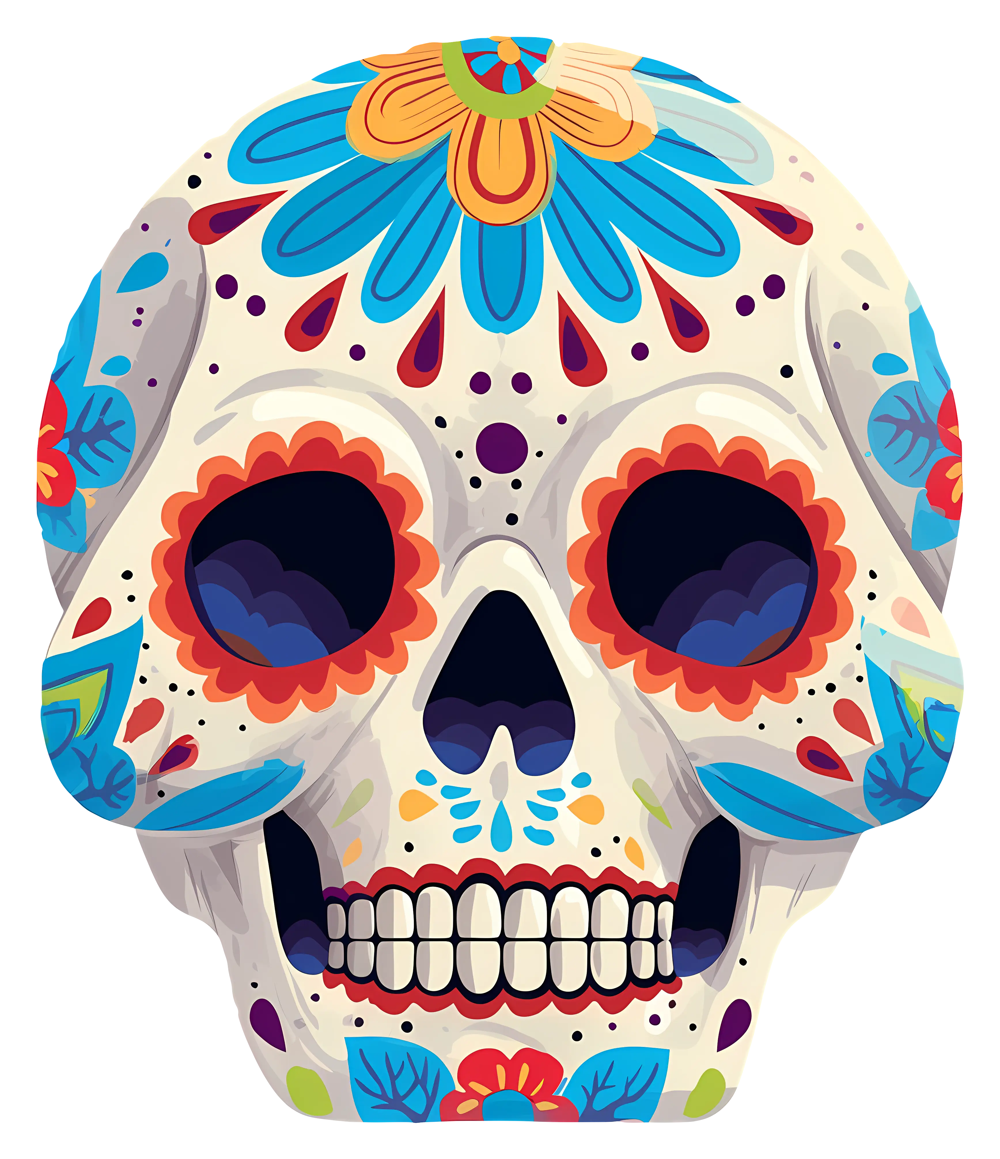 Decorated Skull with Flowers