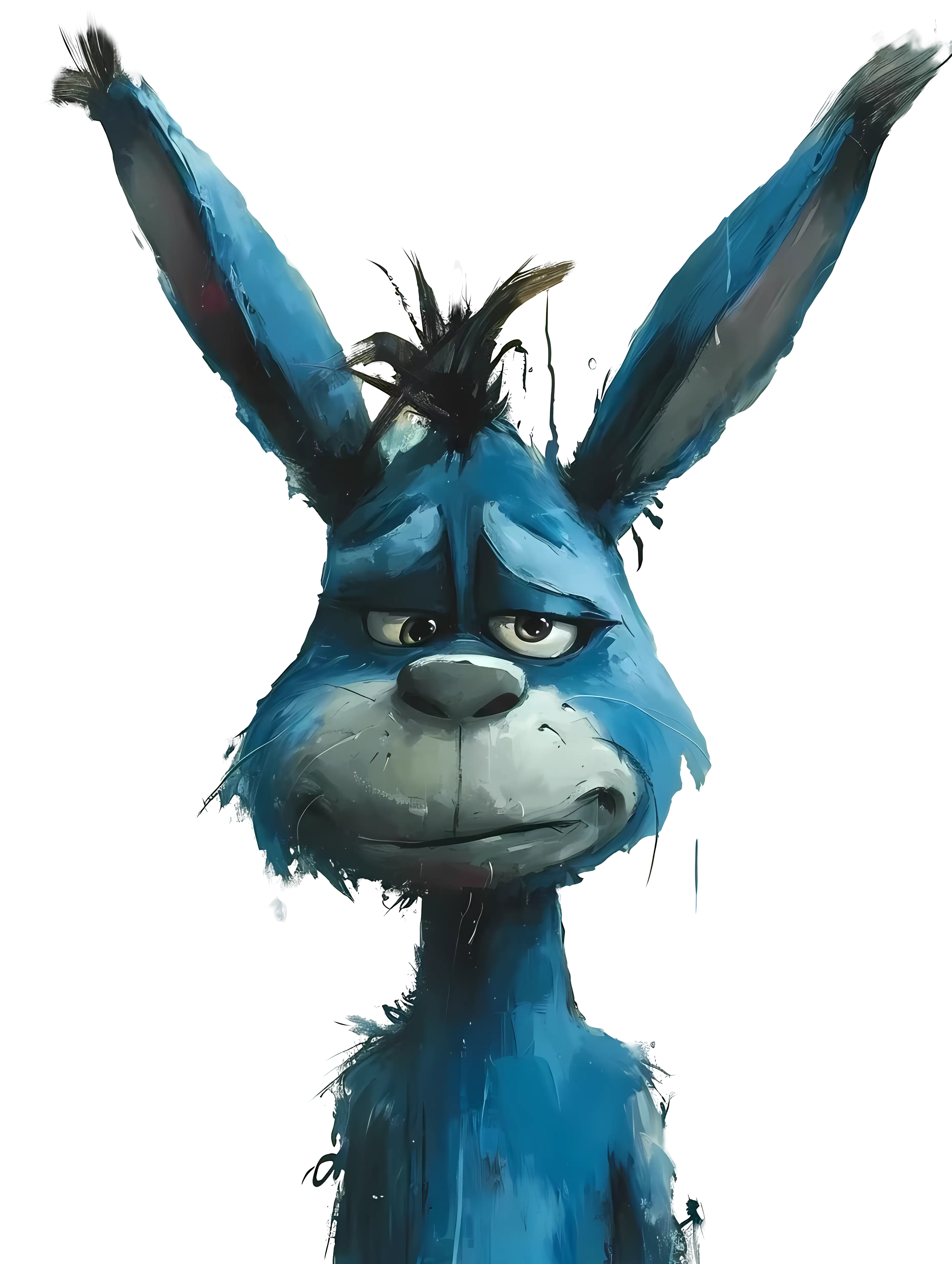 Sad Blue Donkey Character