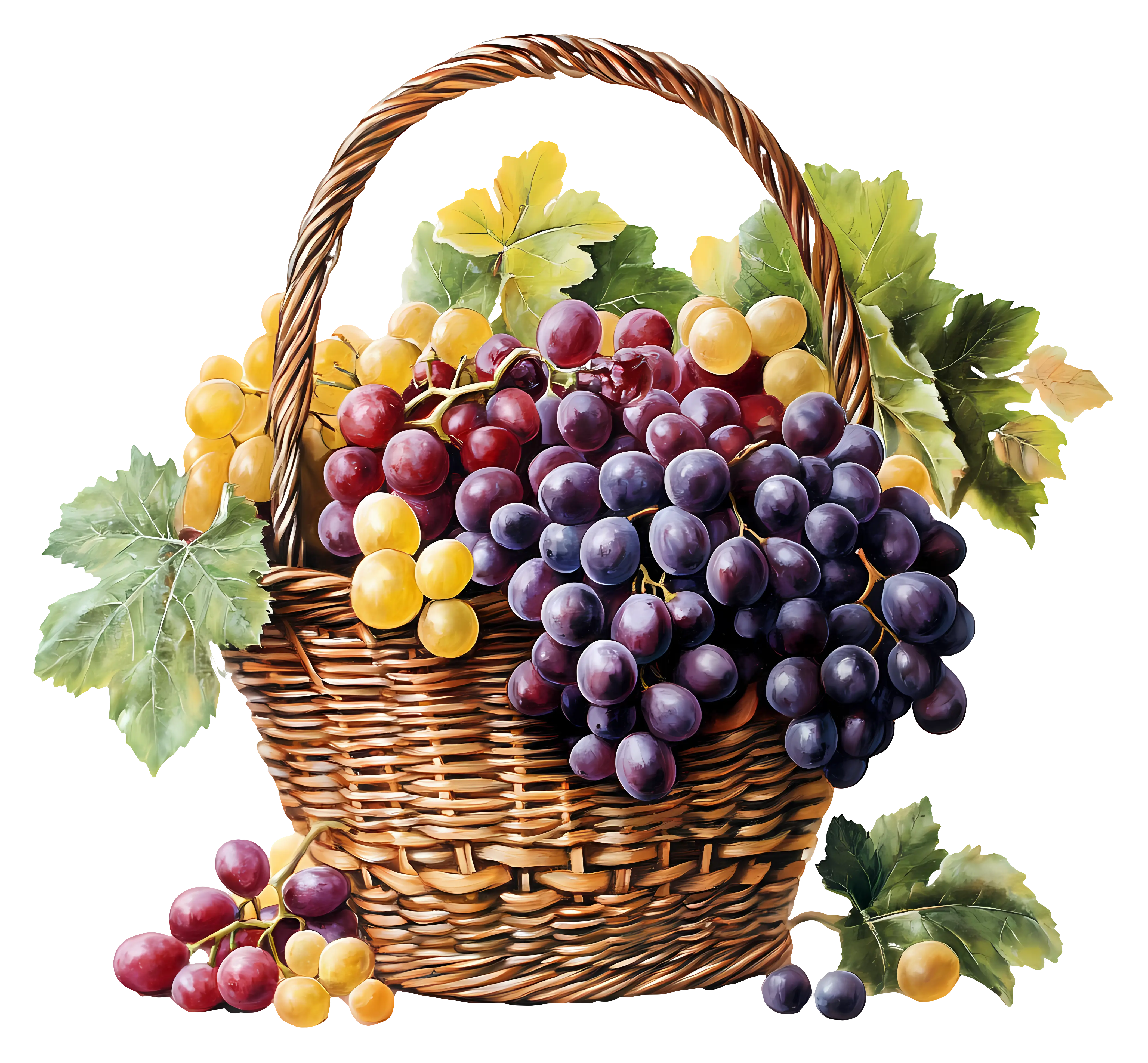 Basket of Mixed Grapes in Harvest